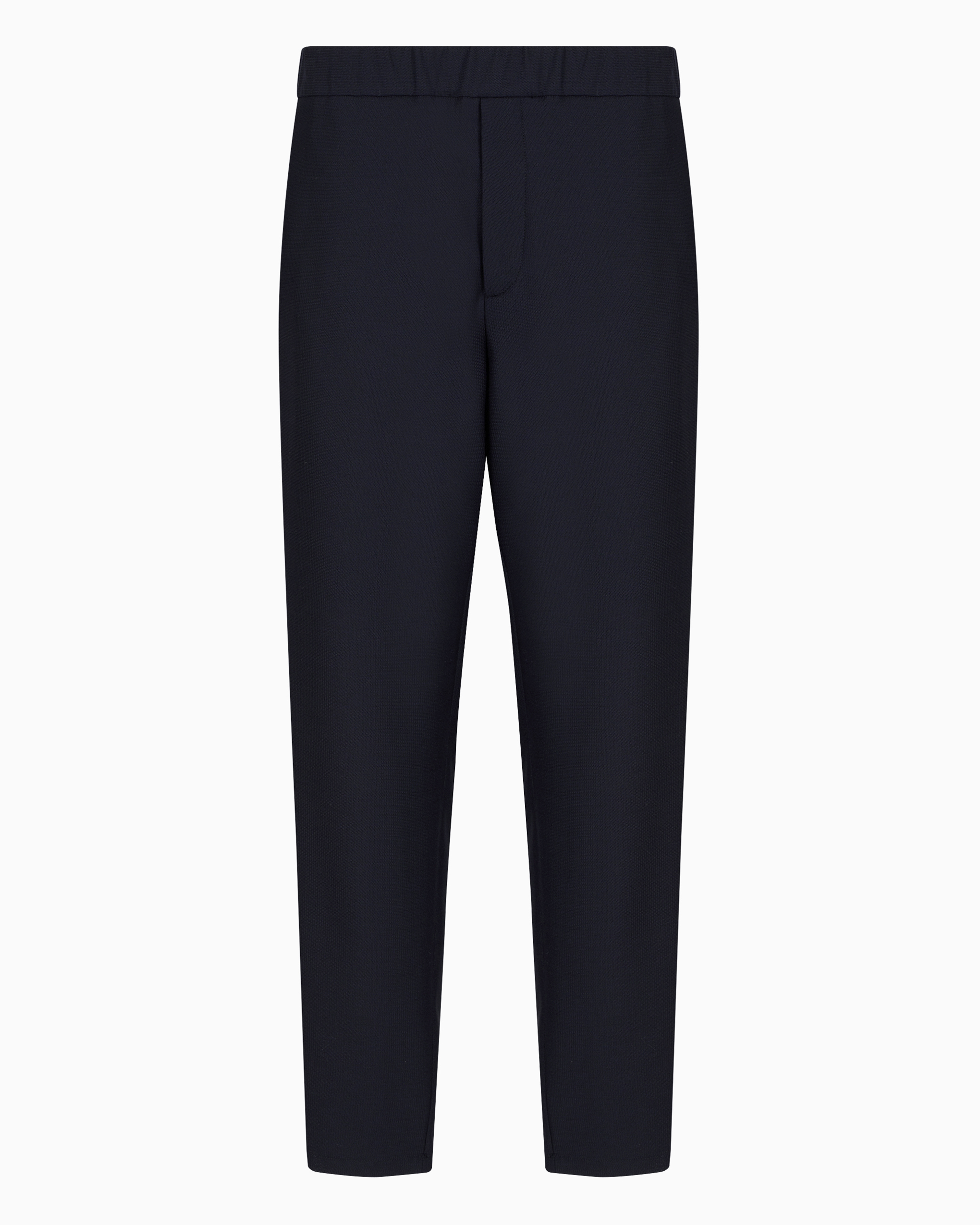 Giorgio Armani Official Store Technical Waffle Flat-front Trousers In Blue