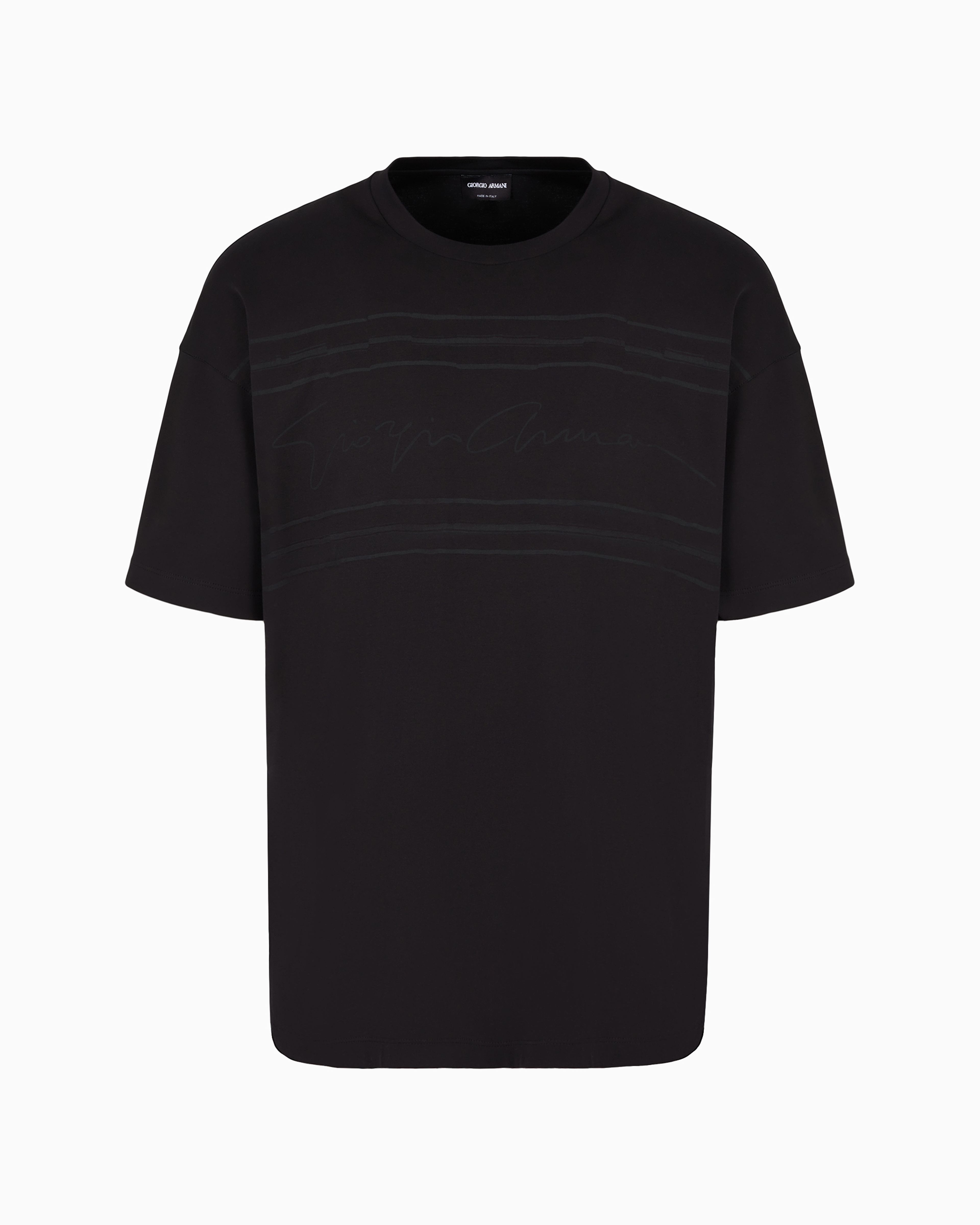 Giorgio Armani Official Store Asv Organic Cotton Jersey Crew-neck T-shirt In Black