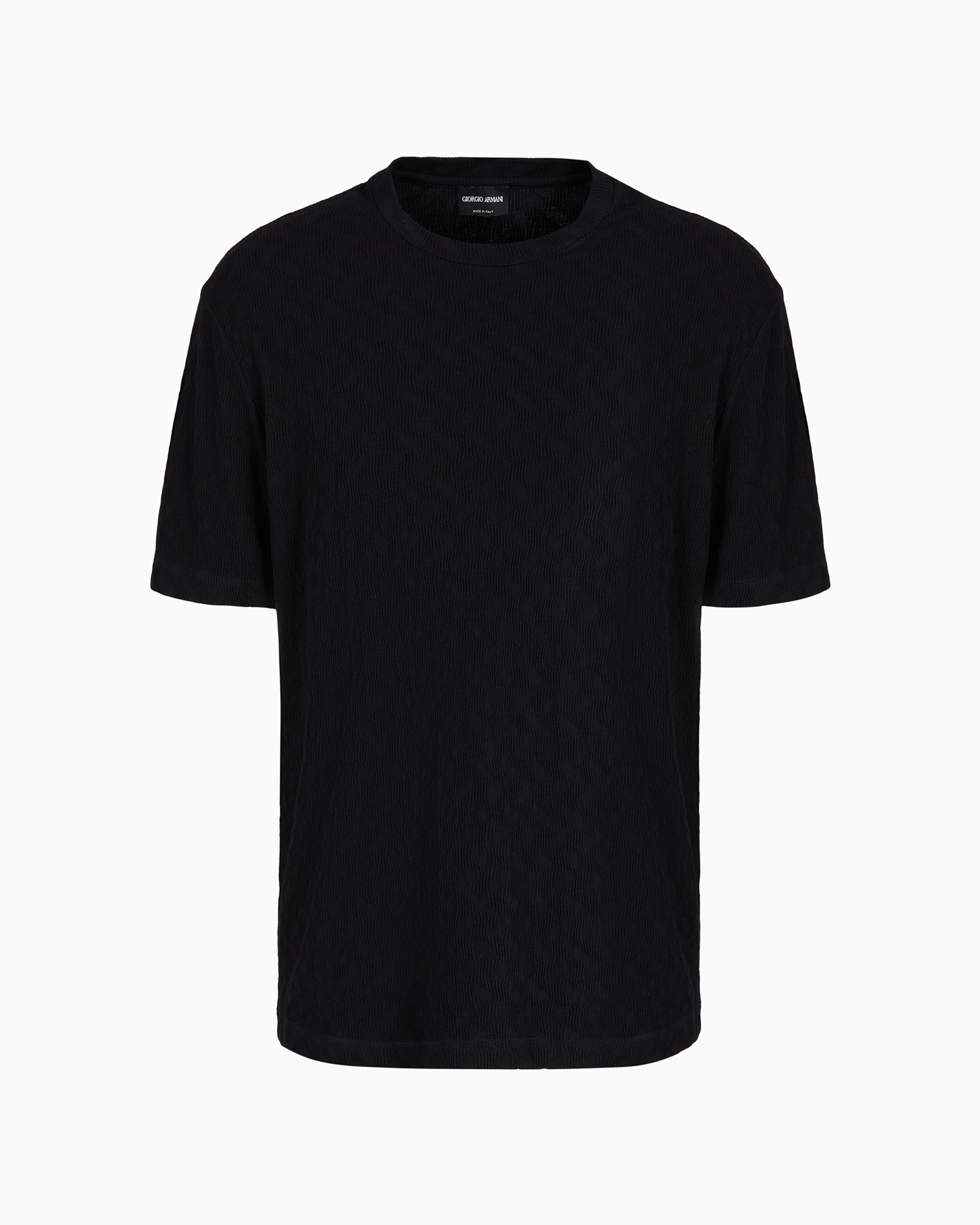 Giorgio Armani Official Store Viscose And Cashmere Jacquard Jersey Crew-neck T-shirt In Black