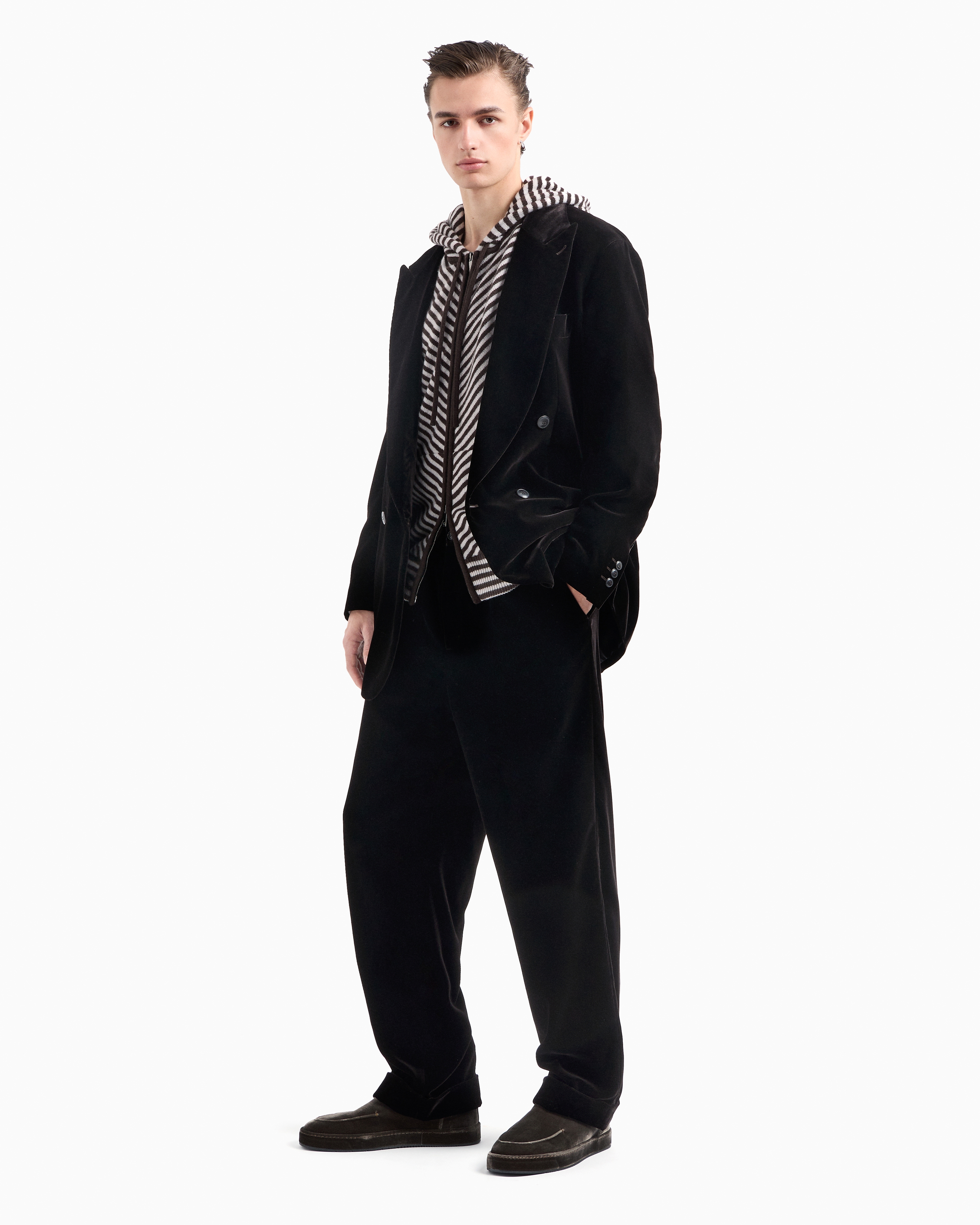EMPORIO ARMANI◆ニット・セーター(厚手)/40/ウール/BLU/ストライプ/6G2MT5 EMPORIO ARMANI (エンポリオアルマーニ) ウール100％ 無地