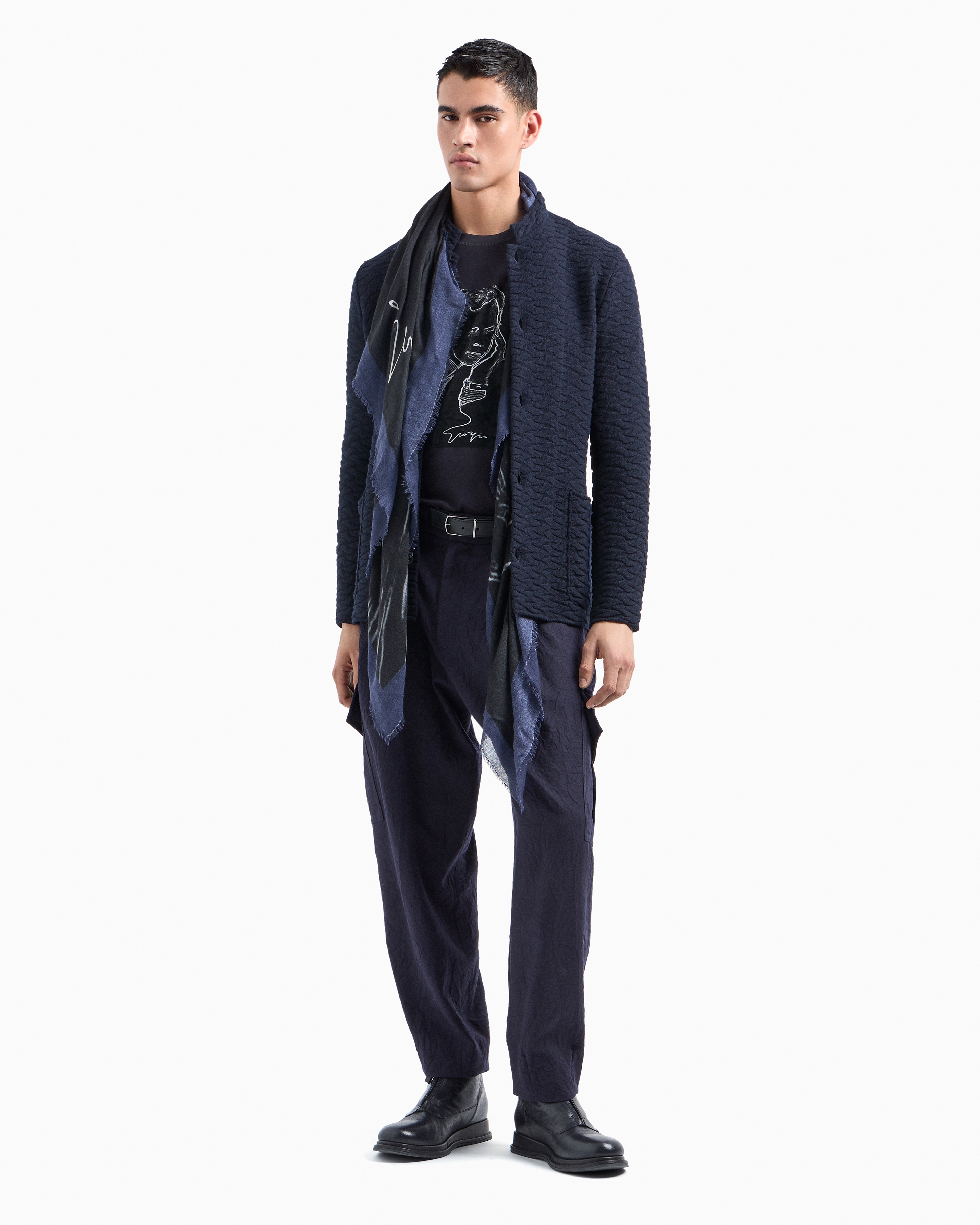 Single-breasted, knit virgin-wool jacket | Giorgio Armani