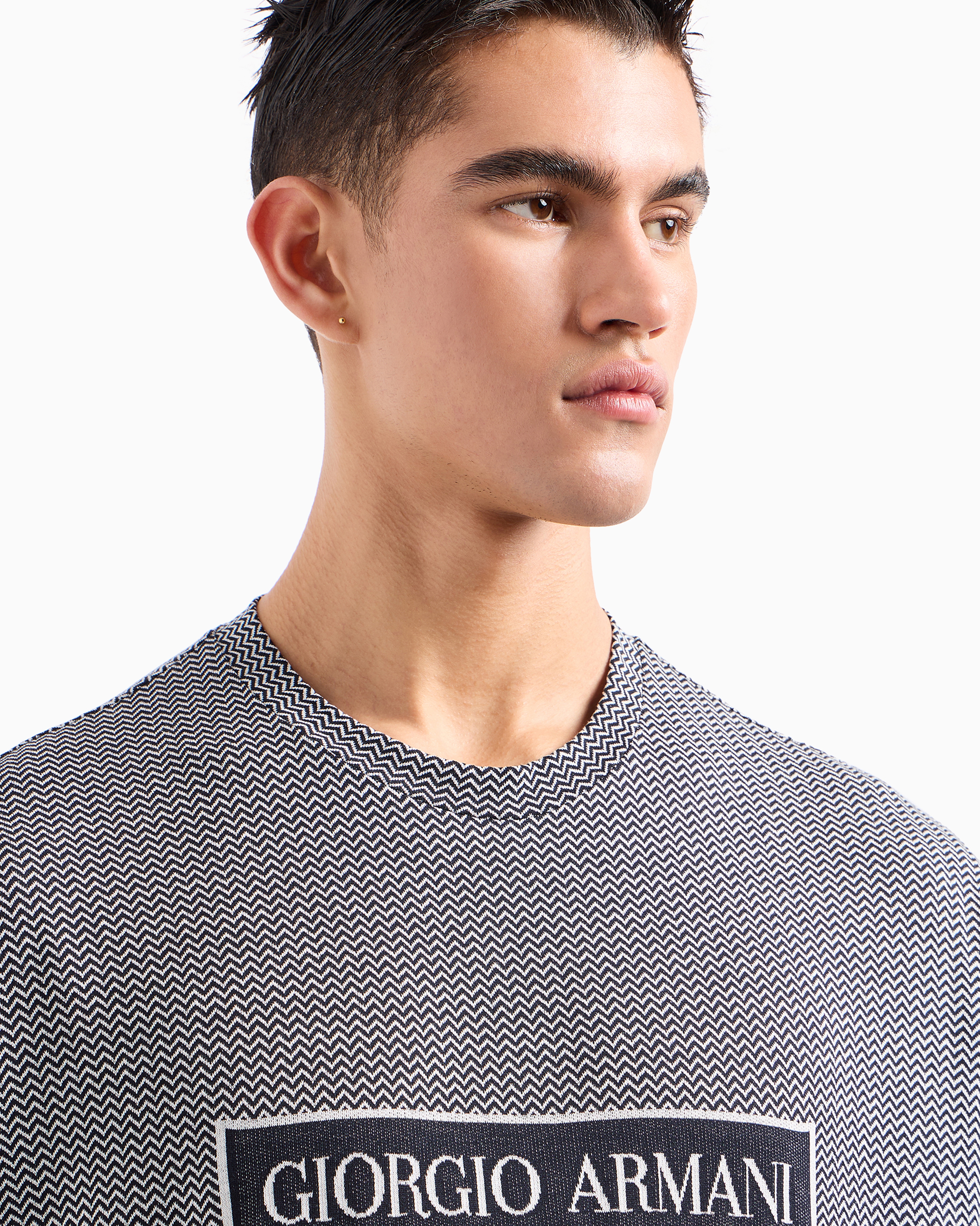 Denim Collection cotton T-shirt with jacquard logo | Giorgio Armani