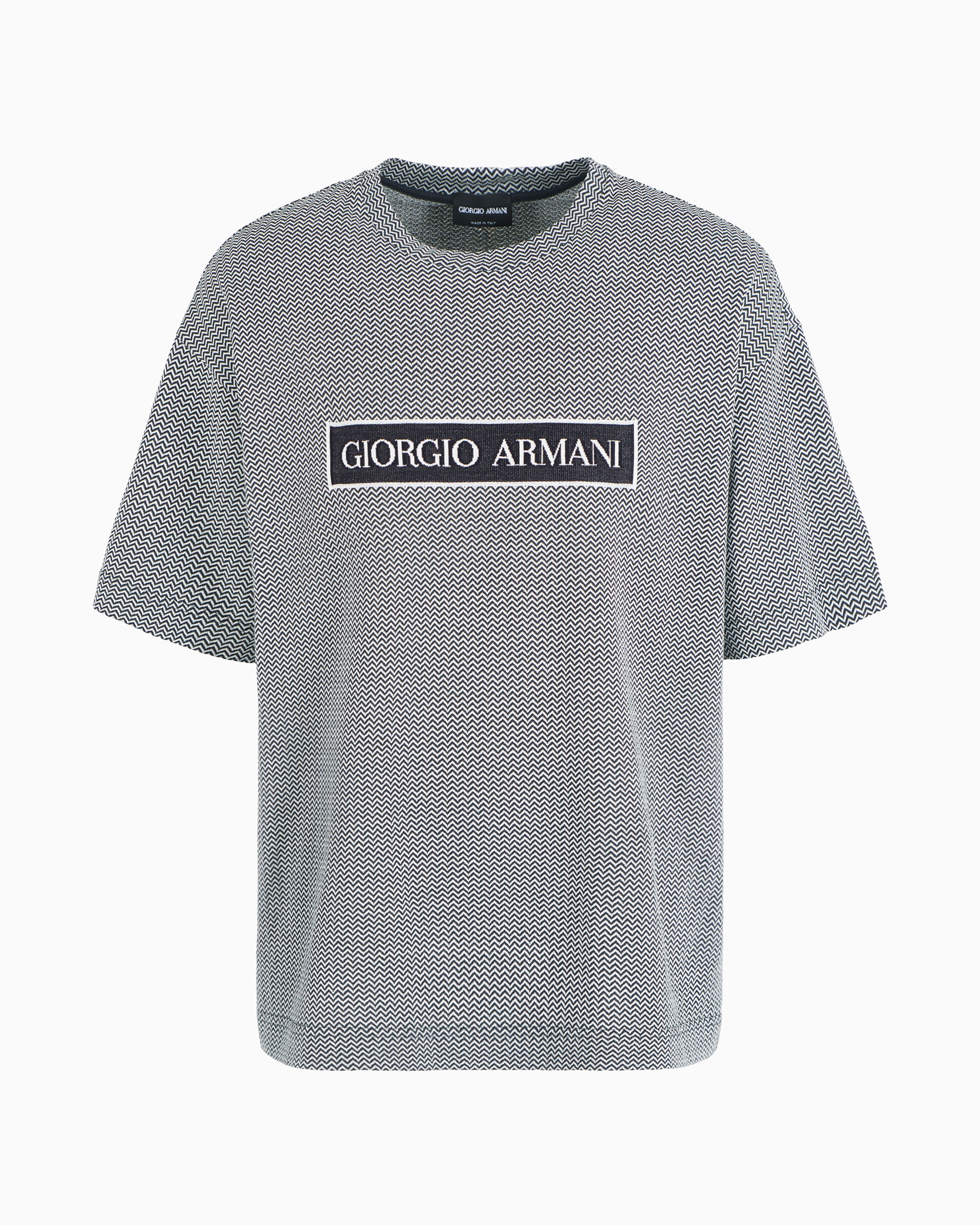 Giorgio Armani Official Store T-shirt Collection Denim En Coton Avec Logo Jacquard In Fantaisie