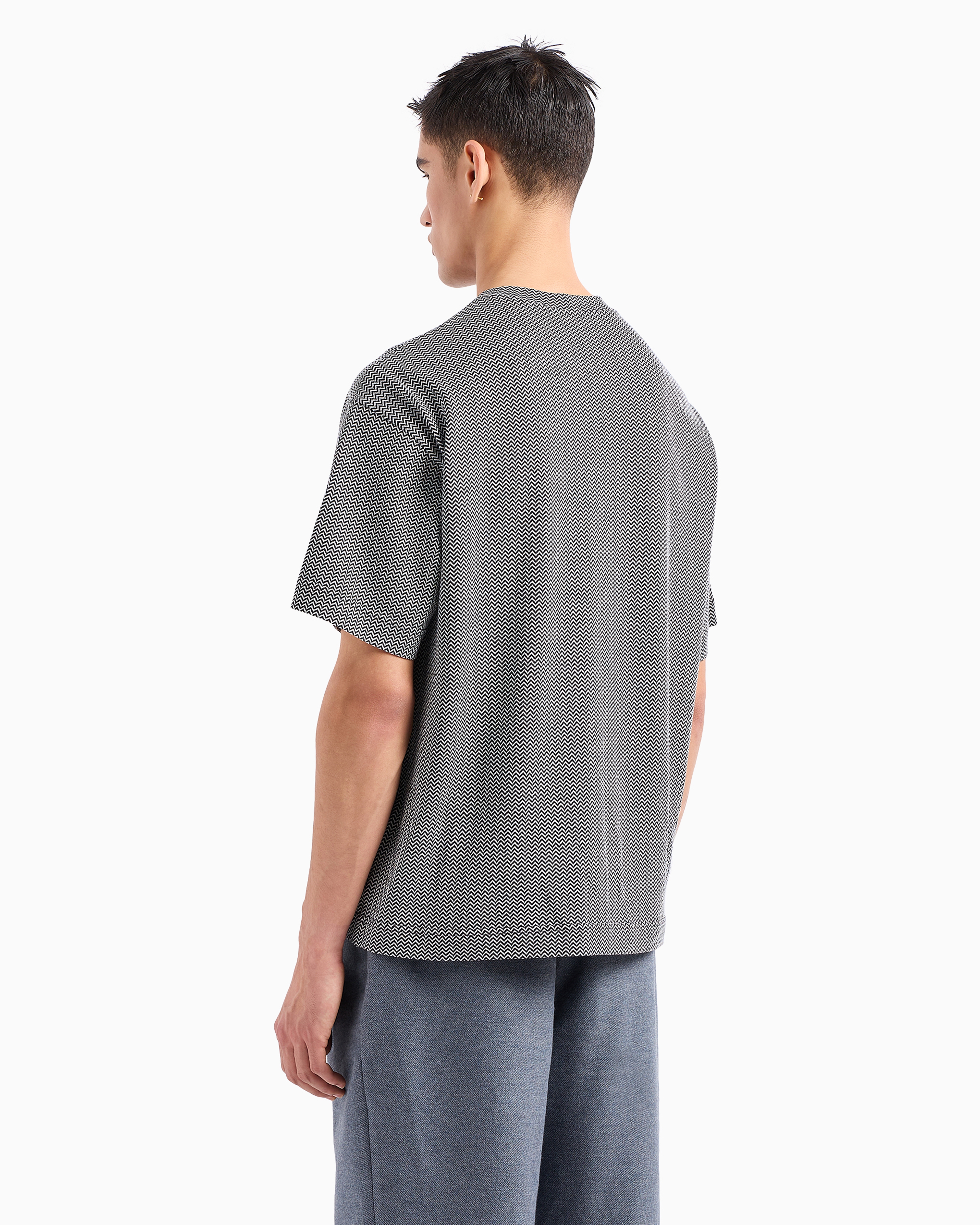 GIORGIO ARMANI DENIM COLLECTION COTTON T-SHIRT WITH JACQUARD LOGO 