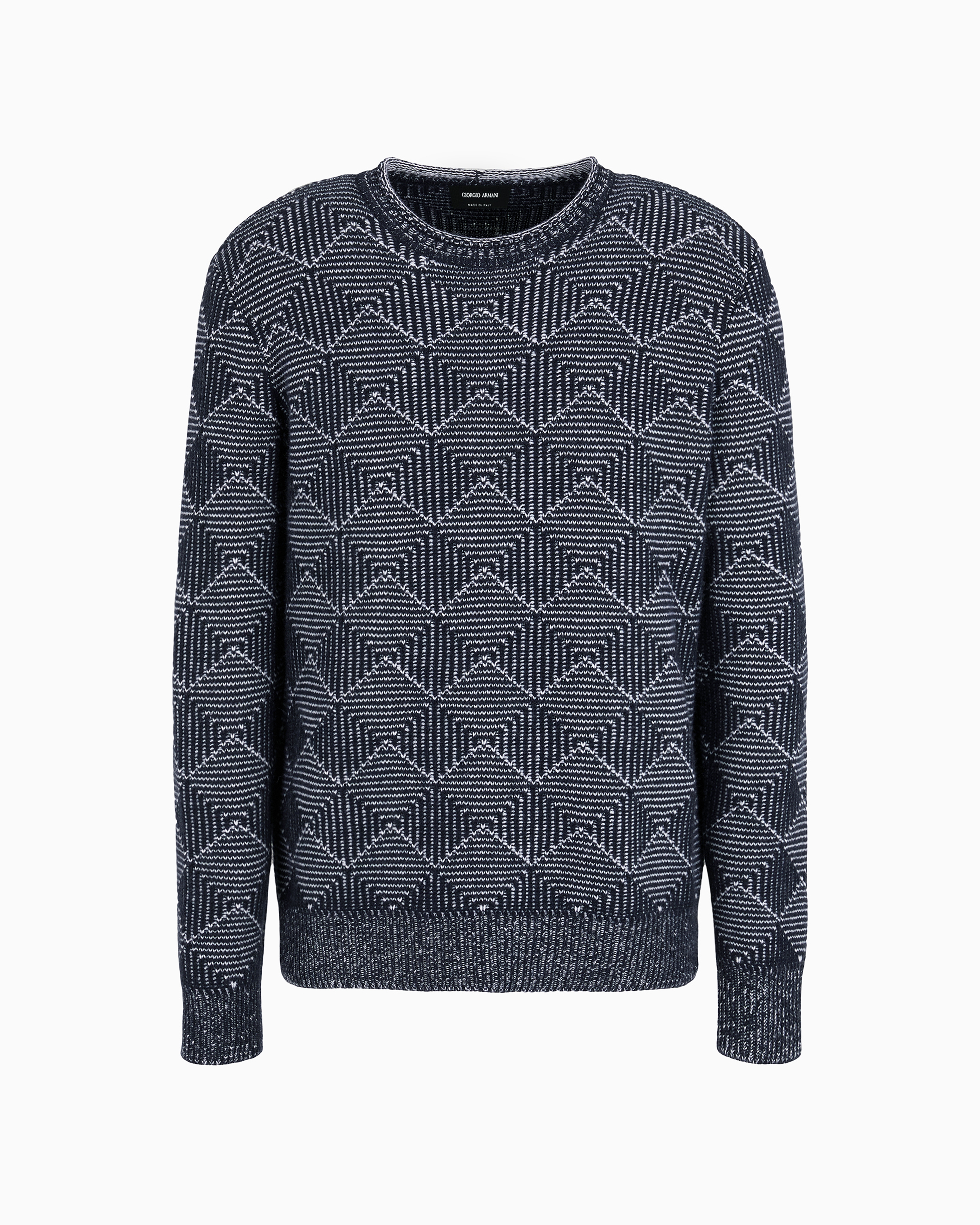 Giorgio Armani Official Store Jacquard Cashmere Crew-neck Jumper In Pattern