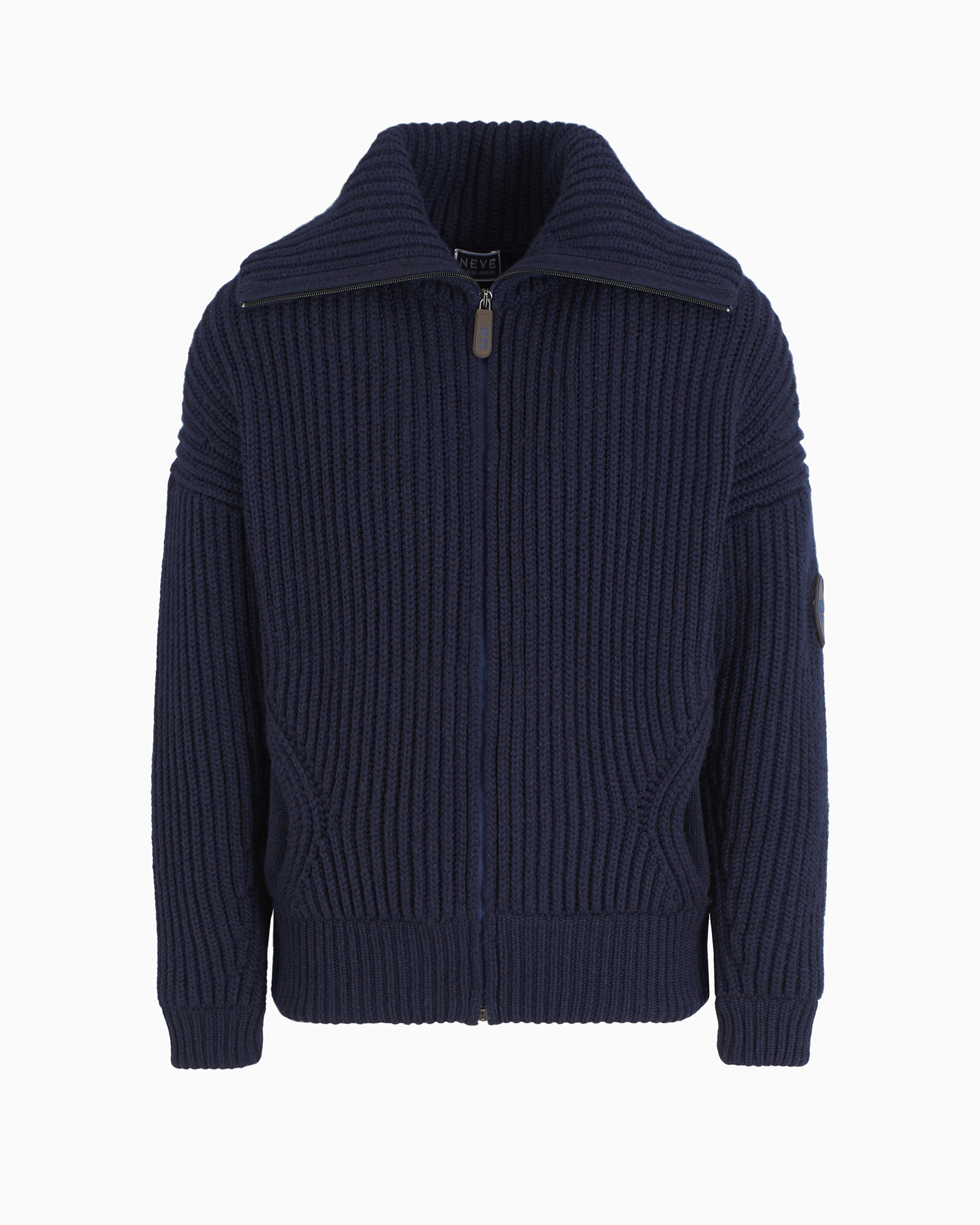 Shop Giorgio Armani Neve Ribbed Cashmere Jumper With Zip In Blue