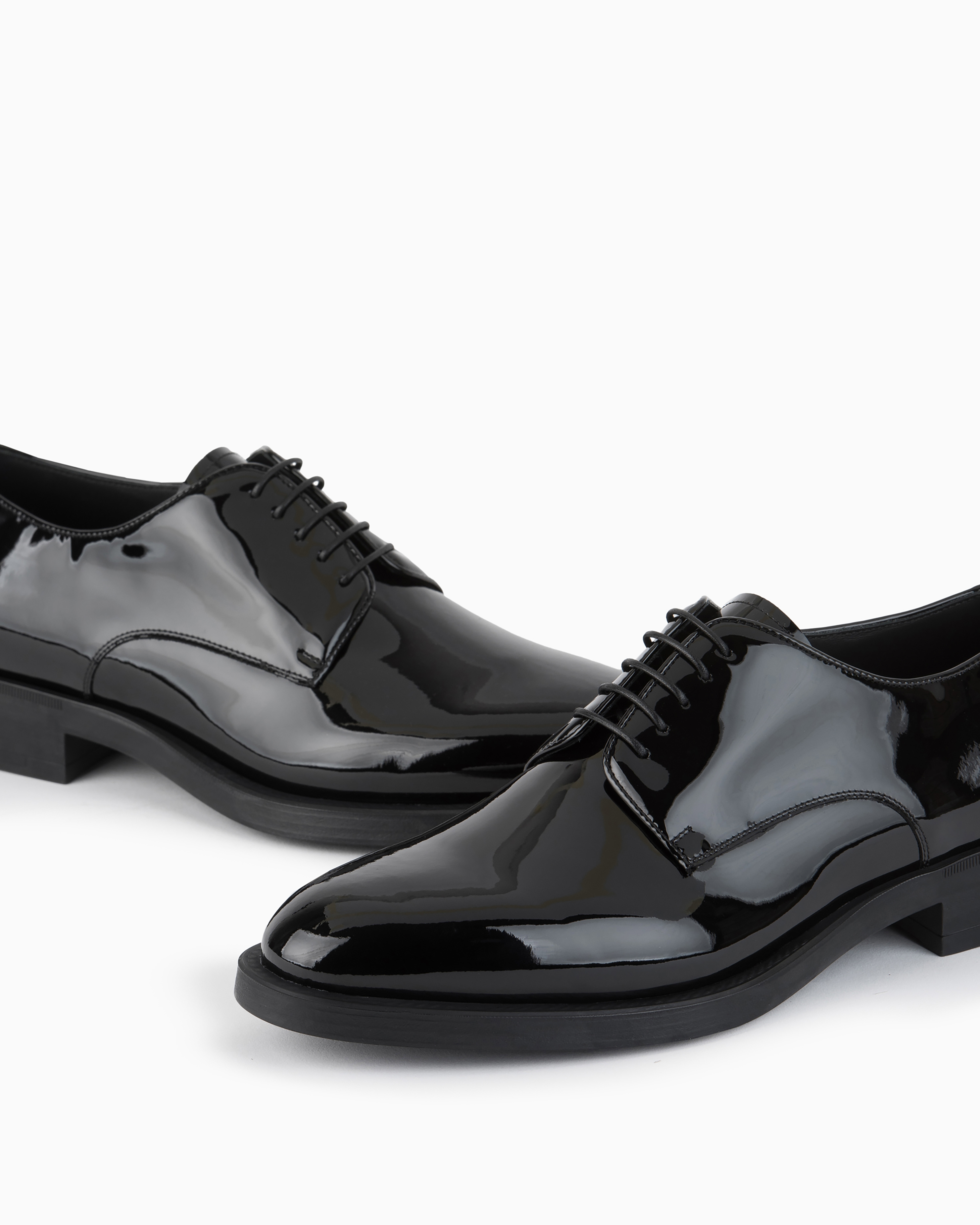 Shop Giorgio Armani Patent-leather Derby Shoes In Black