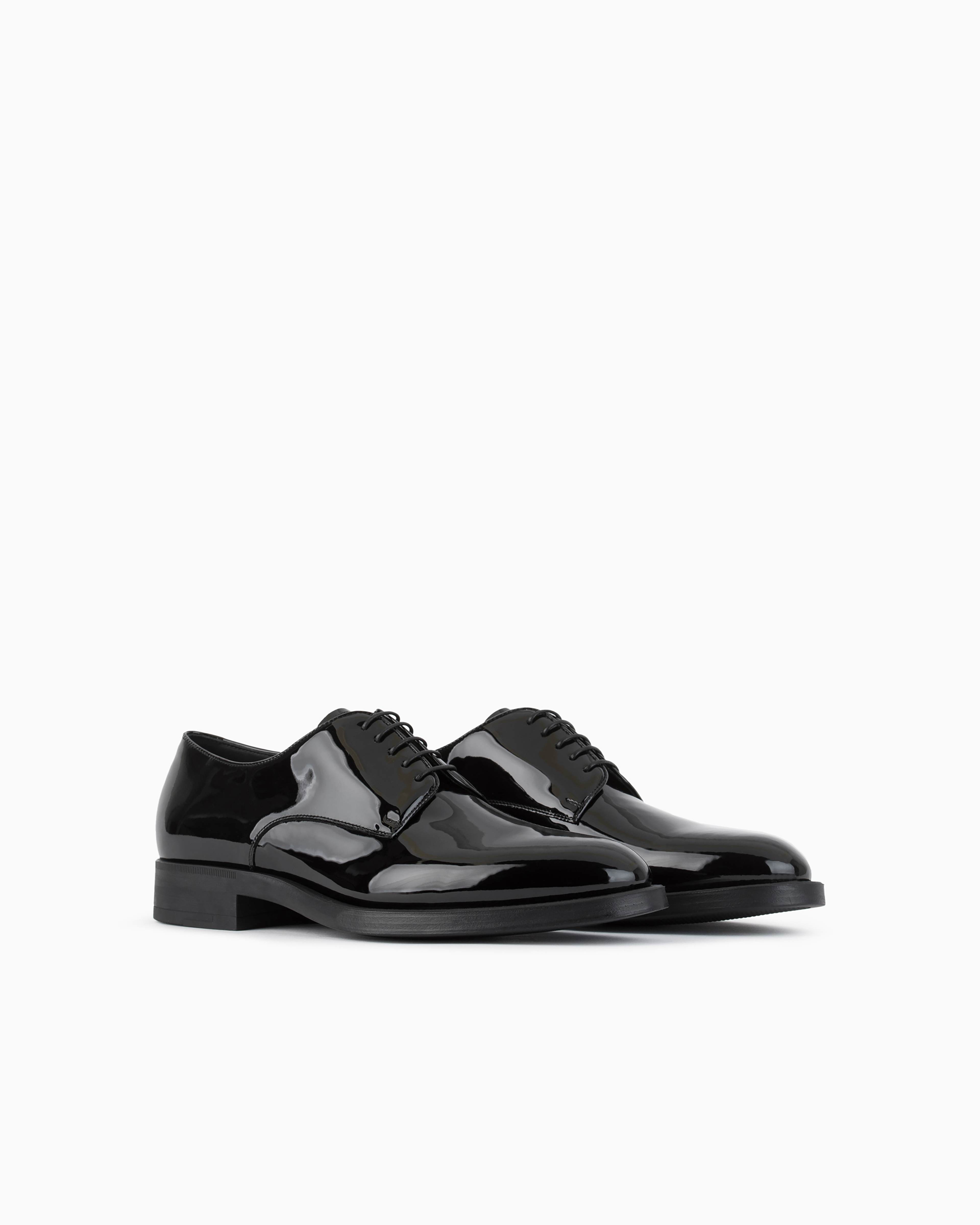 Shop Giorgio Armani Patent-leather Derby Shoes In Black