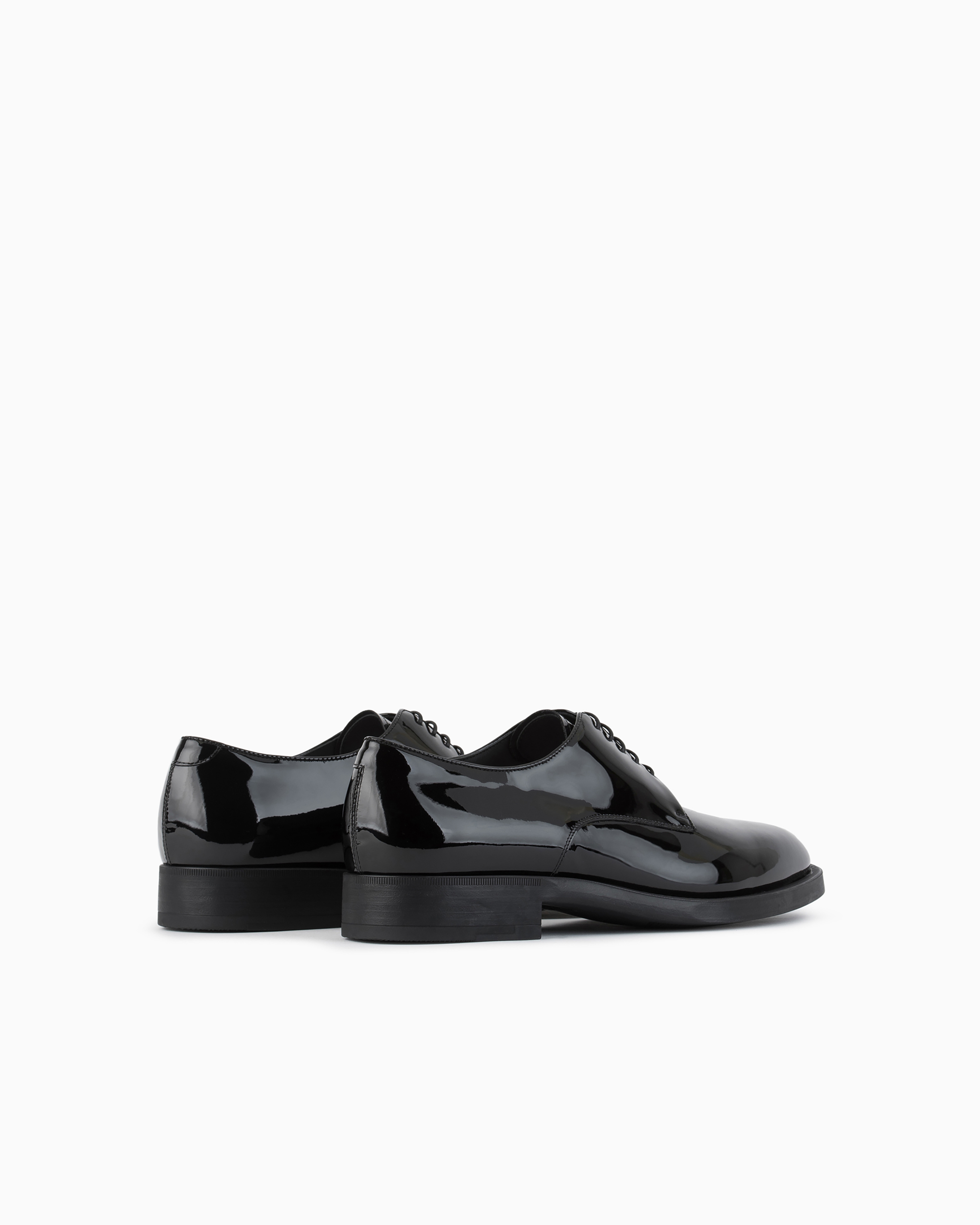 Shop Giorgio Armani Patent-leather Derby Shoes In Black