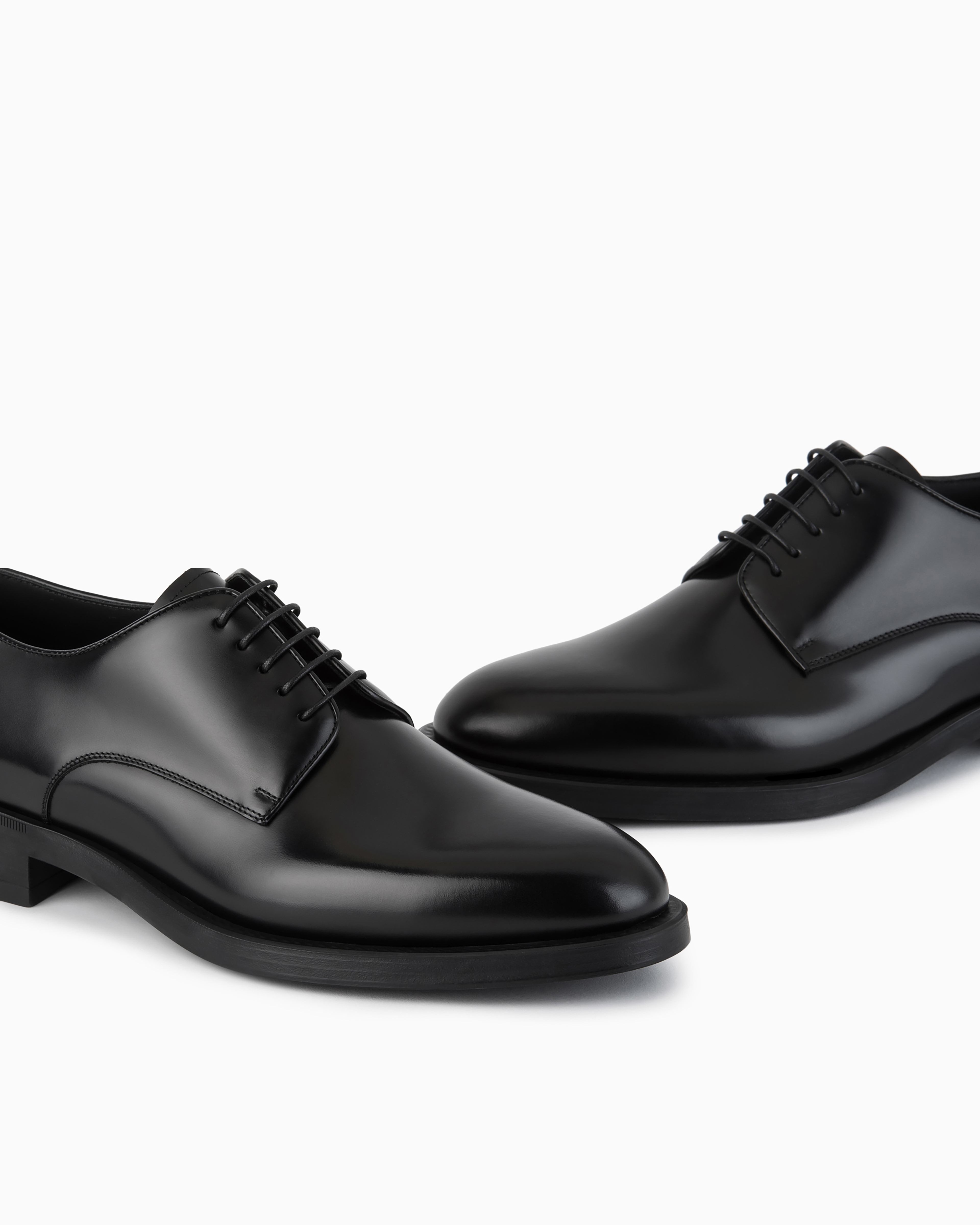 Giorgio Armani Official Store Patent-leather Derby Shoes In Black