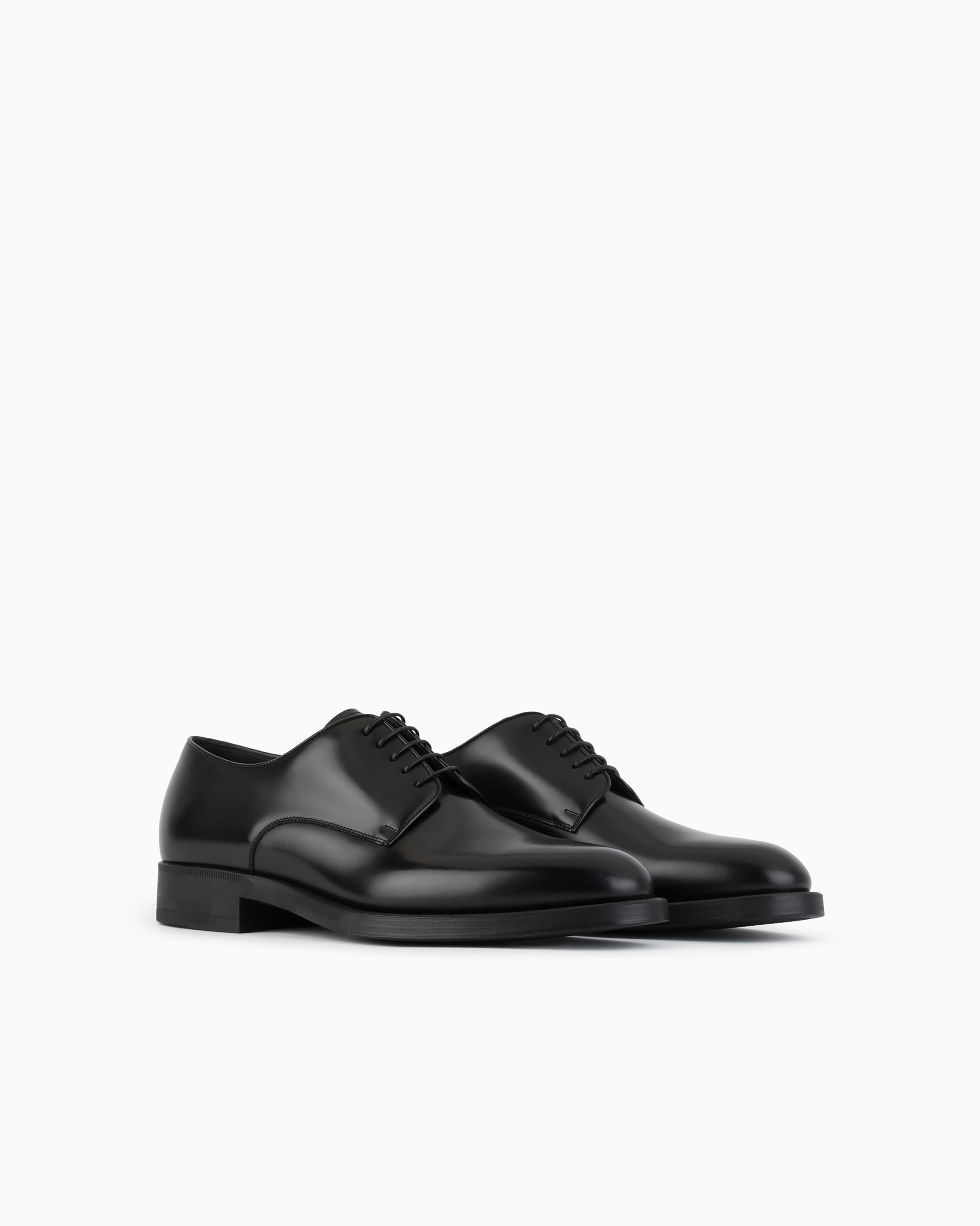Giorgio Armani Official Store Patent-leather Derby Shoes In Black