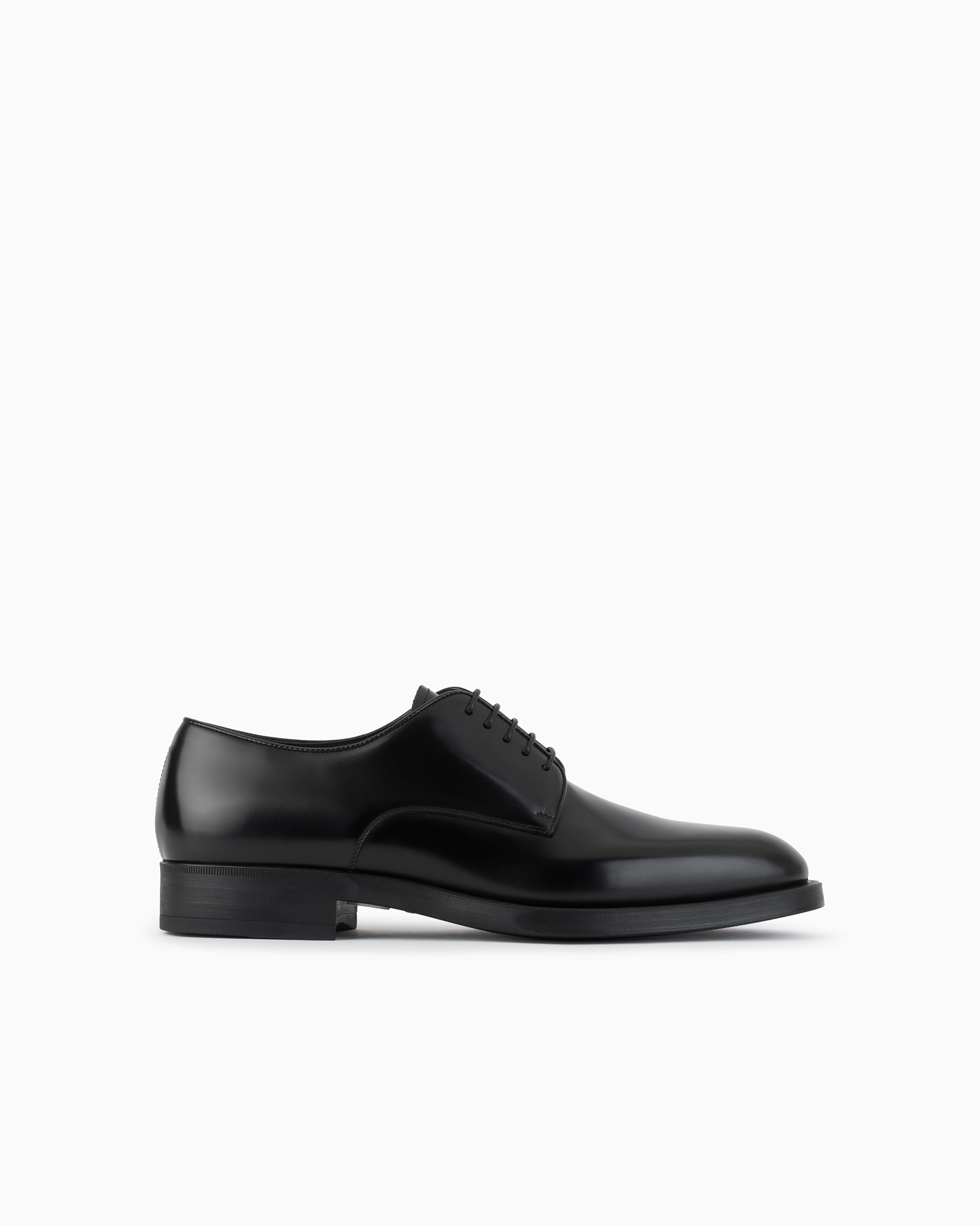 Giorgio Armani Official Store Leather Derby Shoes In Black