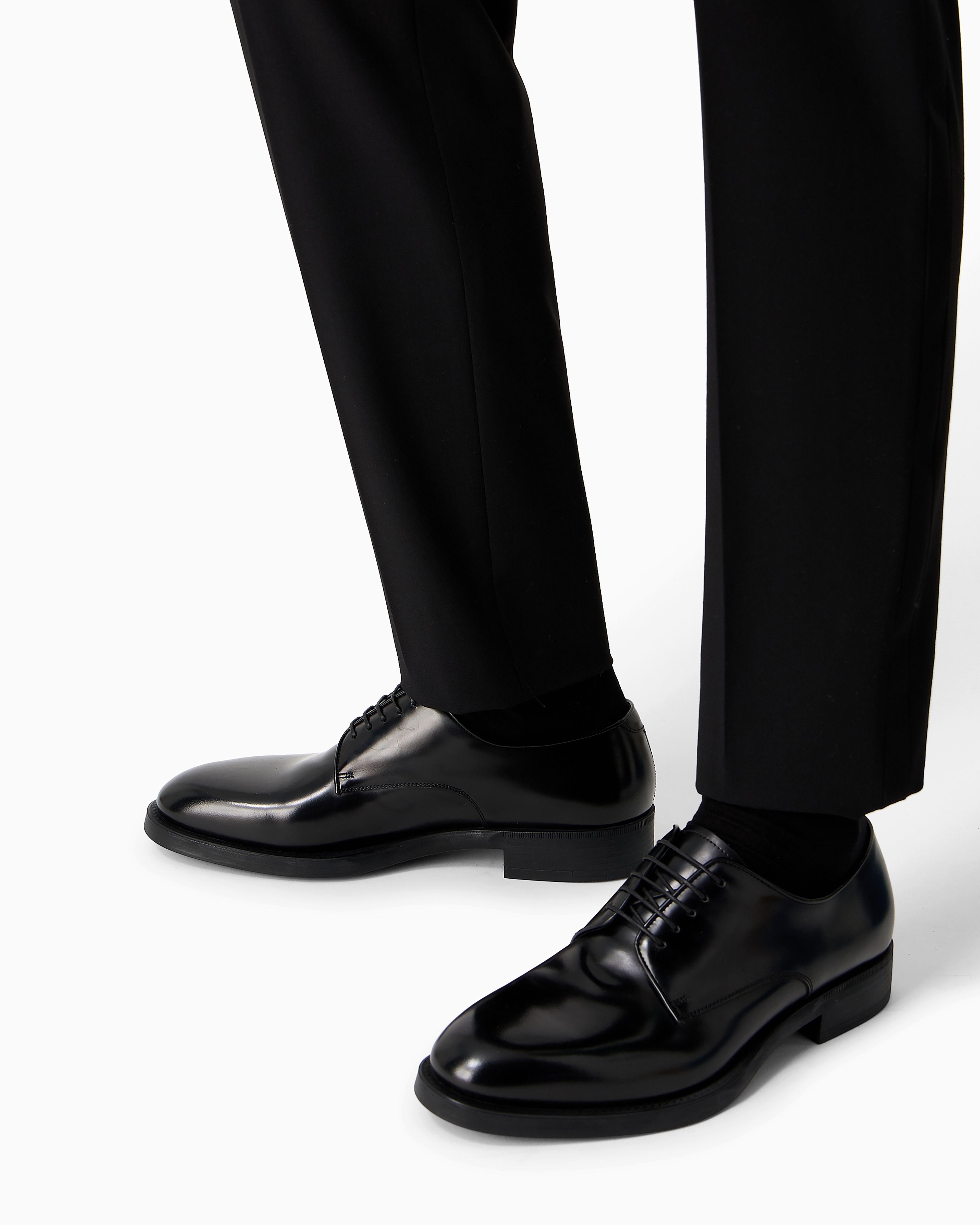 Giorgio Armani Official Store Patent-leather Derby Shoes In Black