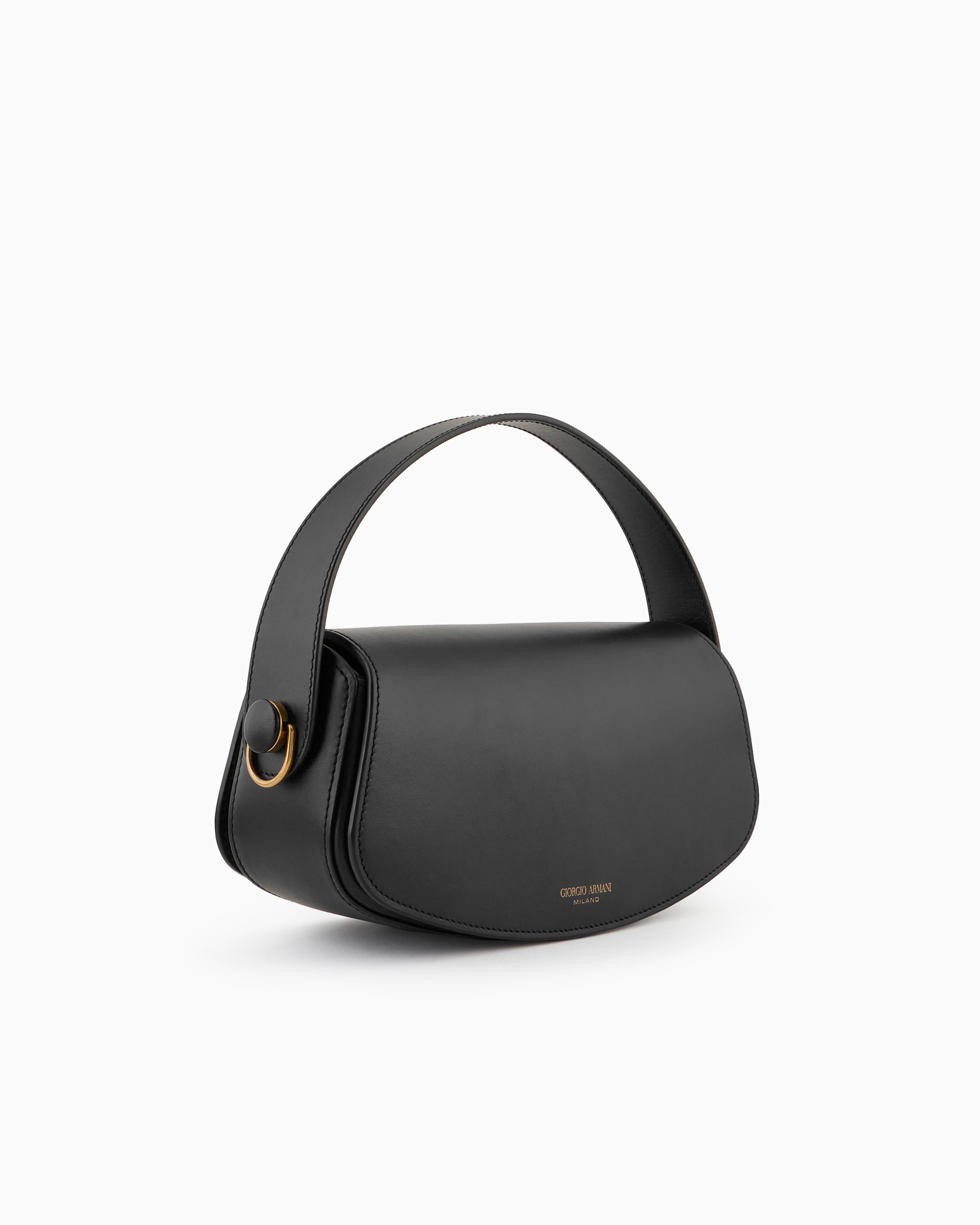 Giorgio Armani Official Store Leather Handbag In Noir