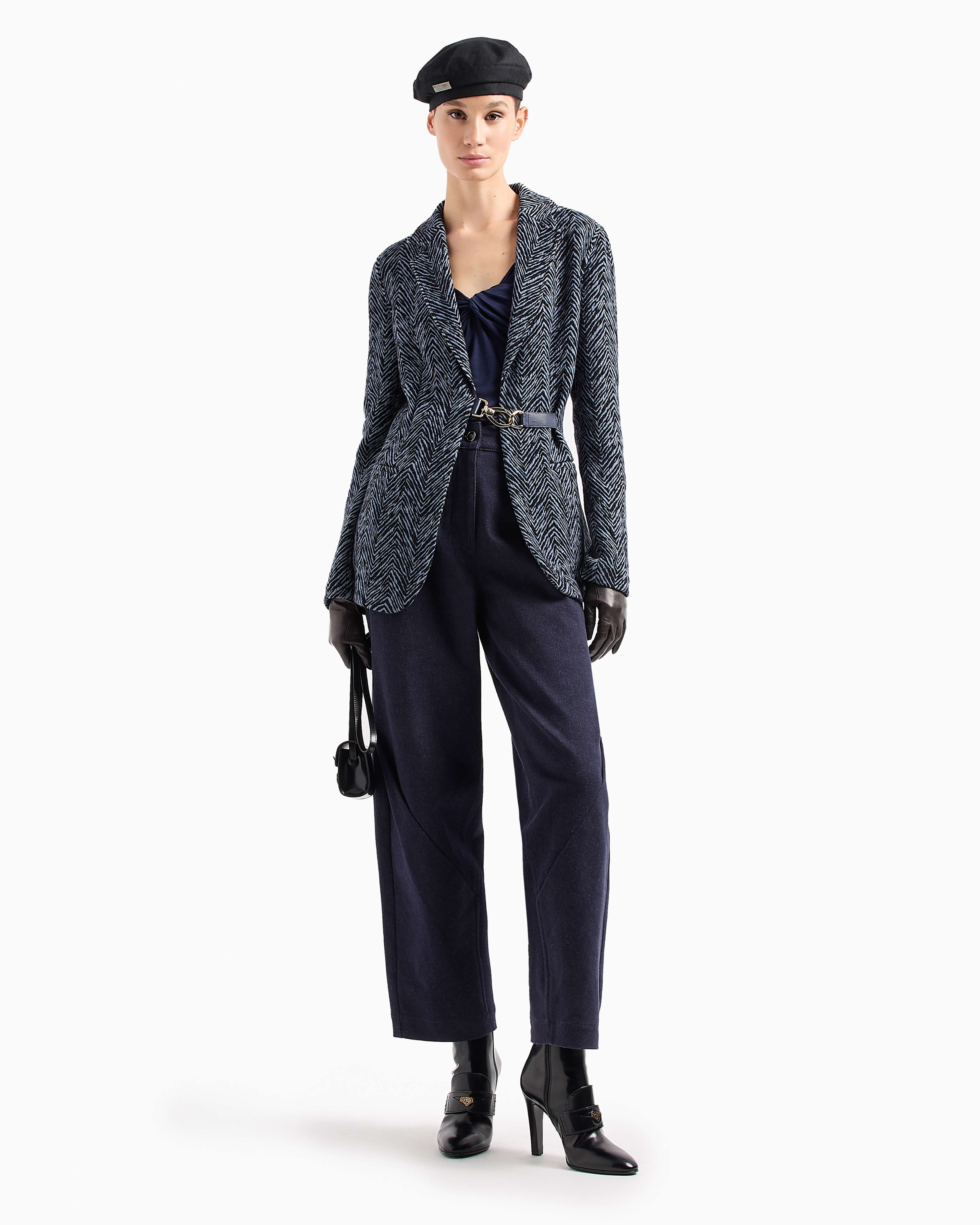 Giorgio Armani Official Store Single-breasted Jacket In Viscose Jacquard And Jersey Cashmere In Pattern