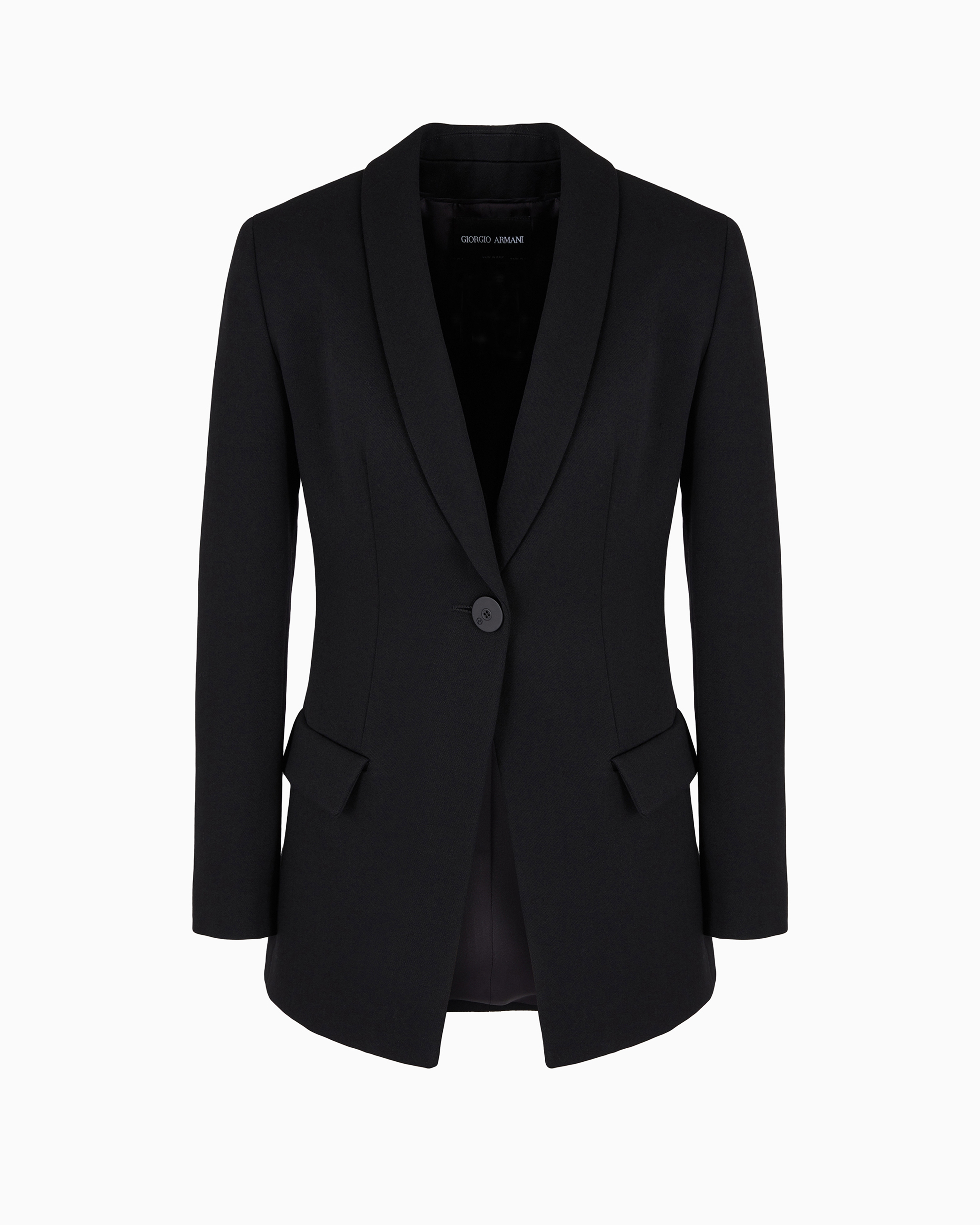 Shop Giorgio Armani Single-breasted, Virgin-wool Jacket In Black