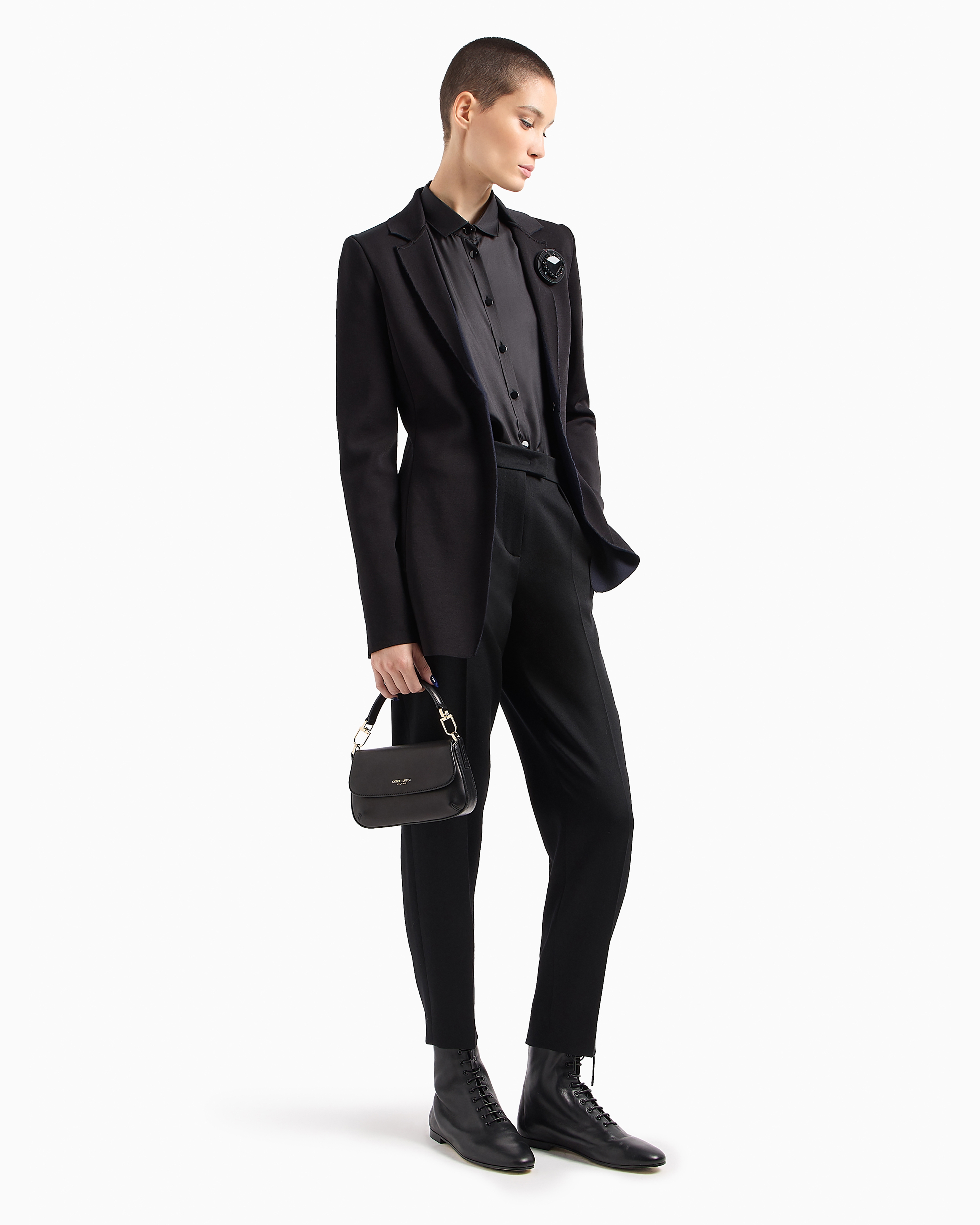 Giorgio Armani Official Store Straight Trousers In Virgin Wool In Black