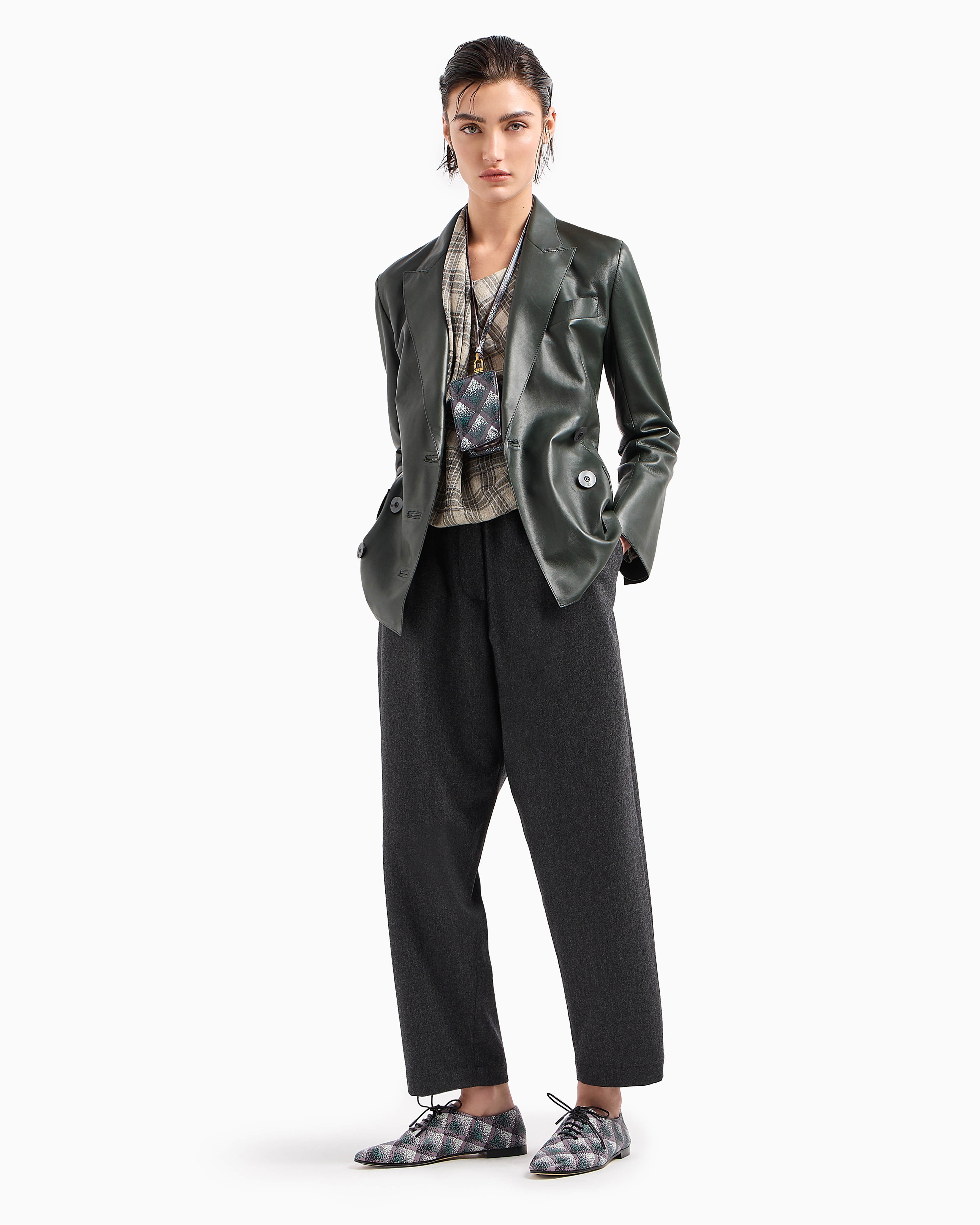 Giorgio Armani Official Store Soft Wool And Cashmere Flannel Trousers In Gris
