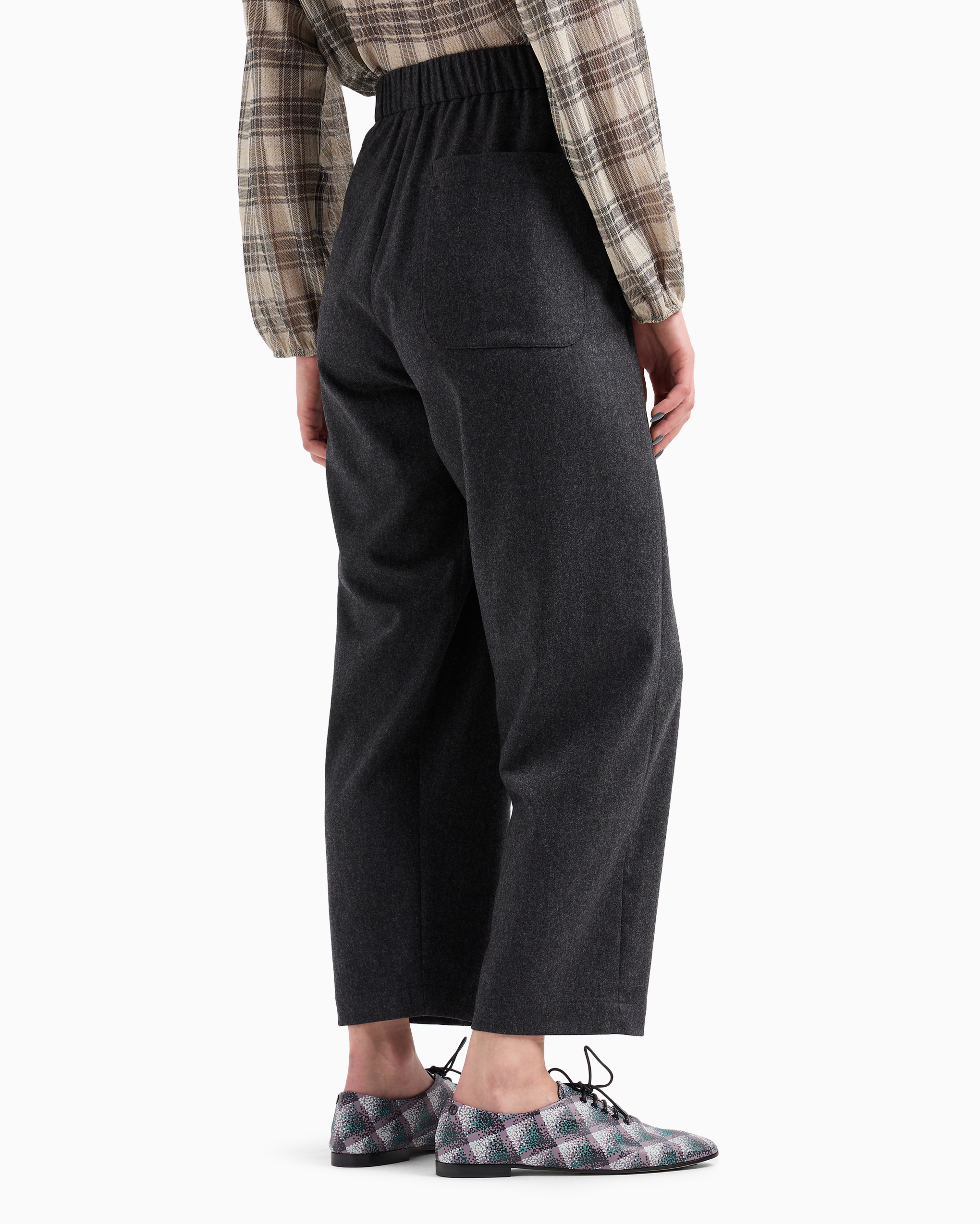 Giorgio Armani Official Store Soft Wool And Cashmere Flannel Trousers In Gris