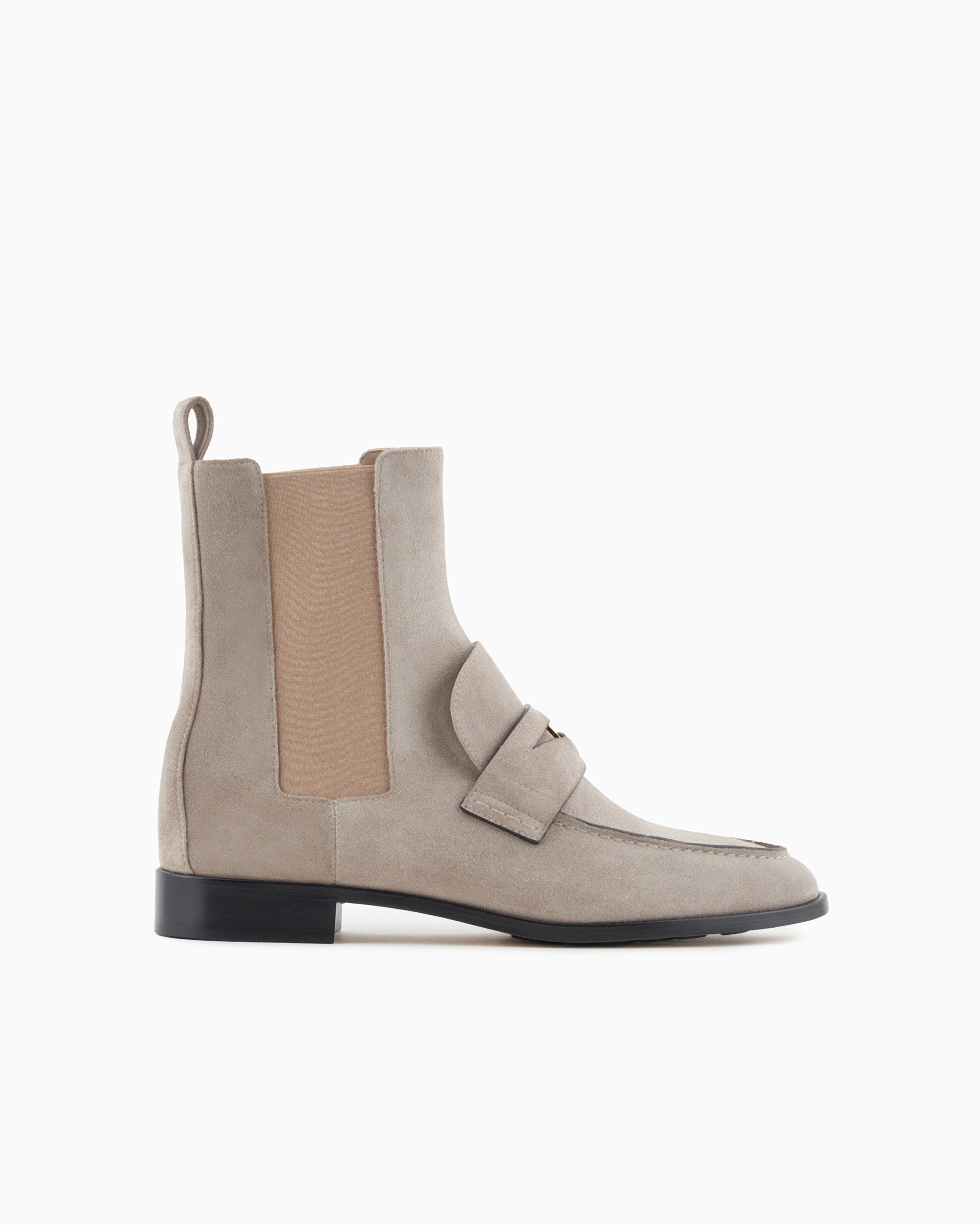 Giorgio Armani Official Store Suede Ankle Boots In Beige