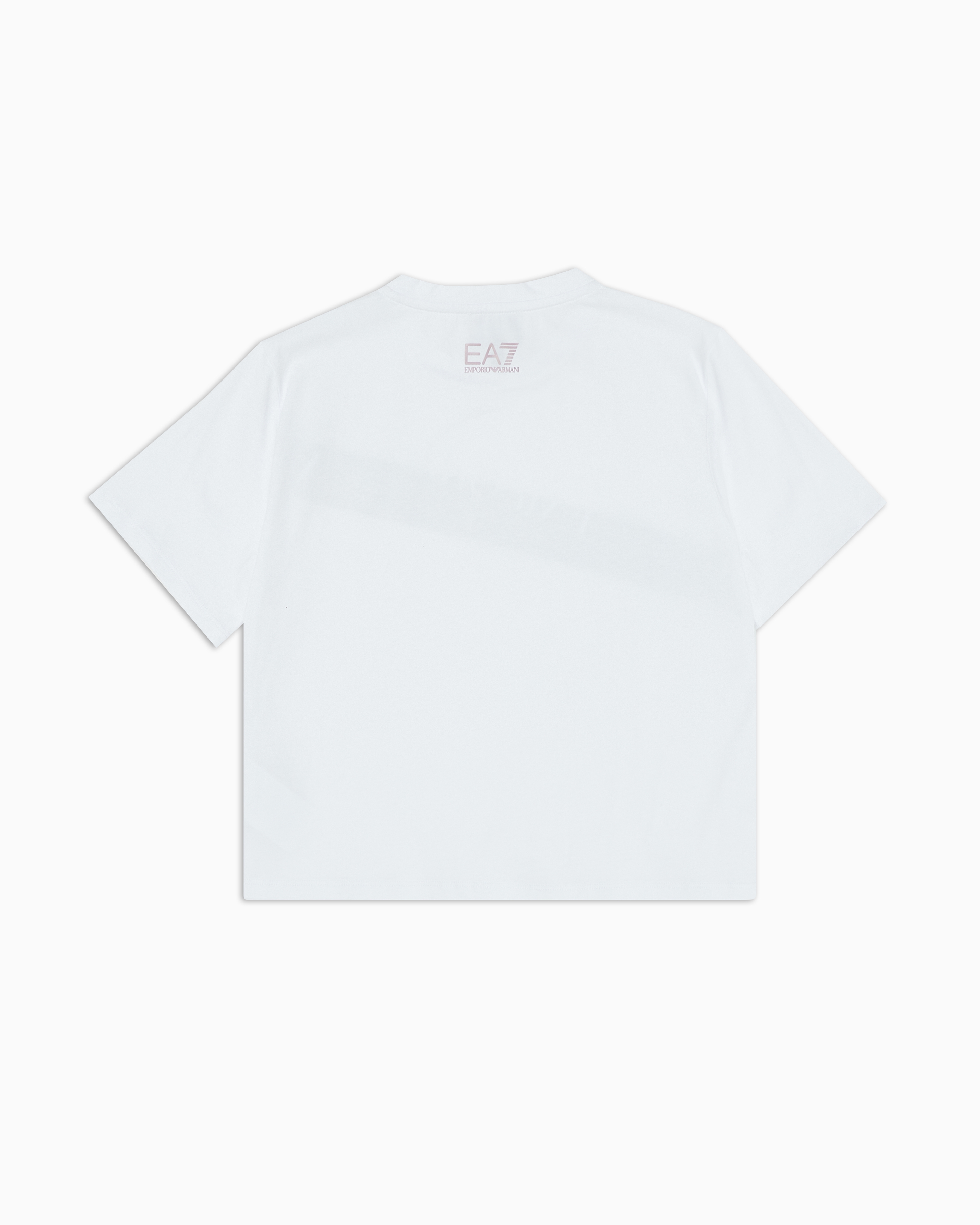 Ea7 Logo Series Girl Organic-cotton Crew-neck T-shirt In White