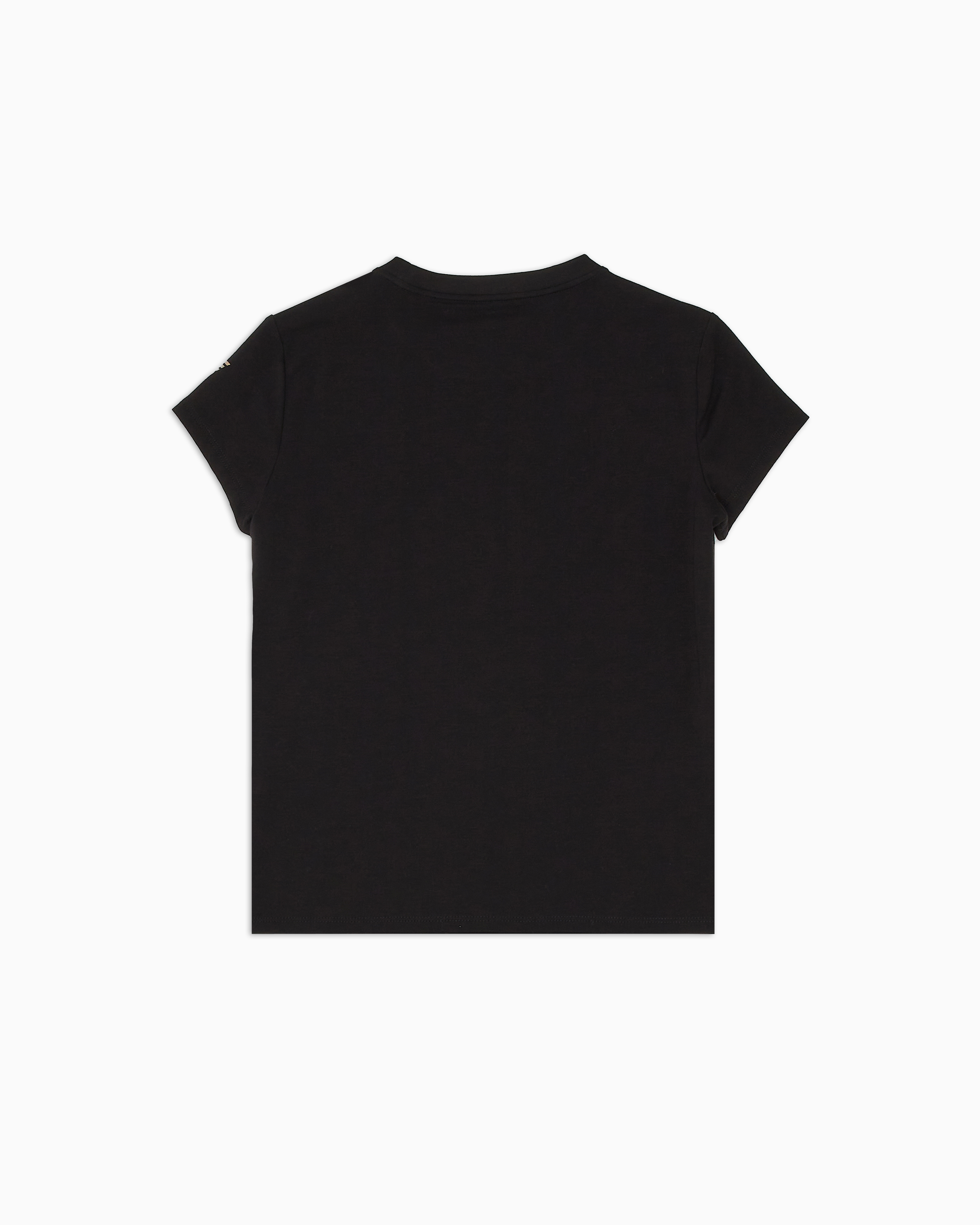 Shop Ea7 Shiny Girl Stretch-cotton, Crew-neck T-shirt In Black