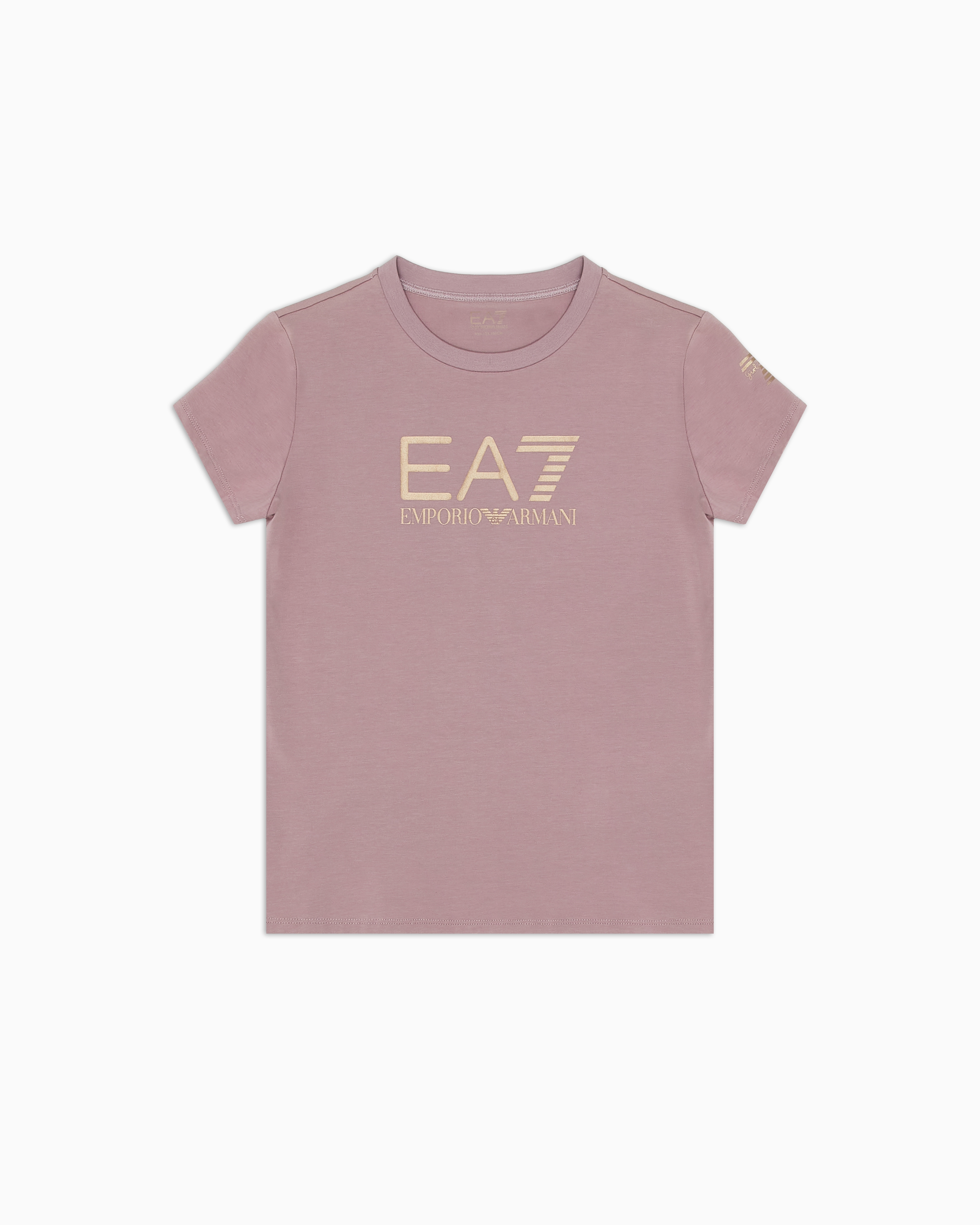 Shop Ea7 Shiny Girl Stretch-cotton, Crew-neck T-shirt In Pink