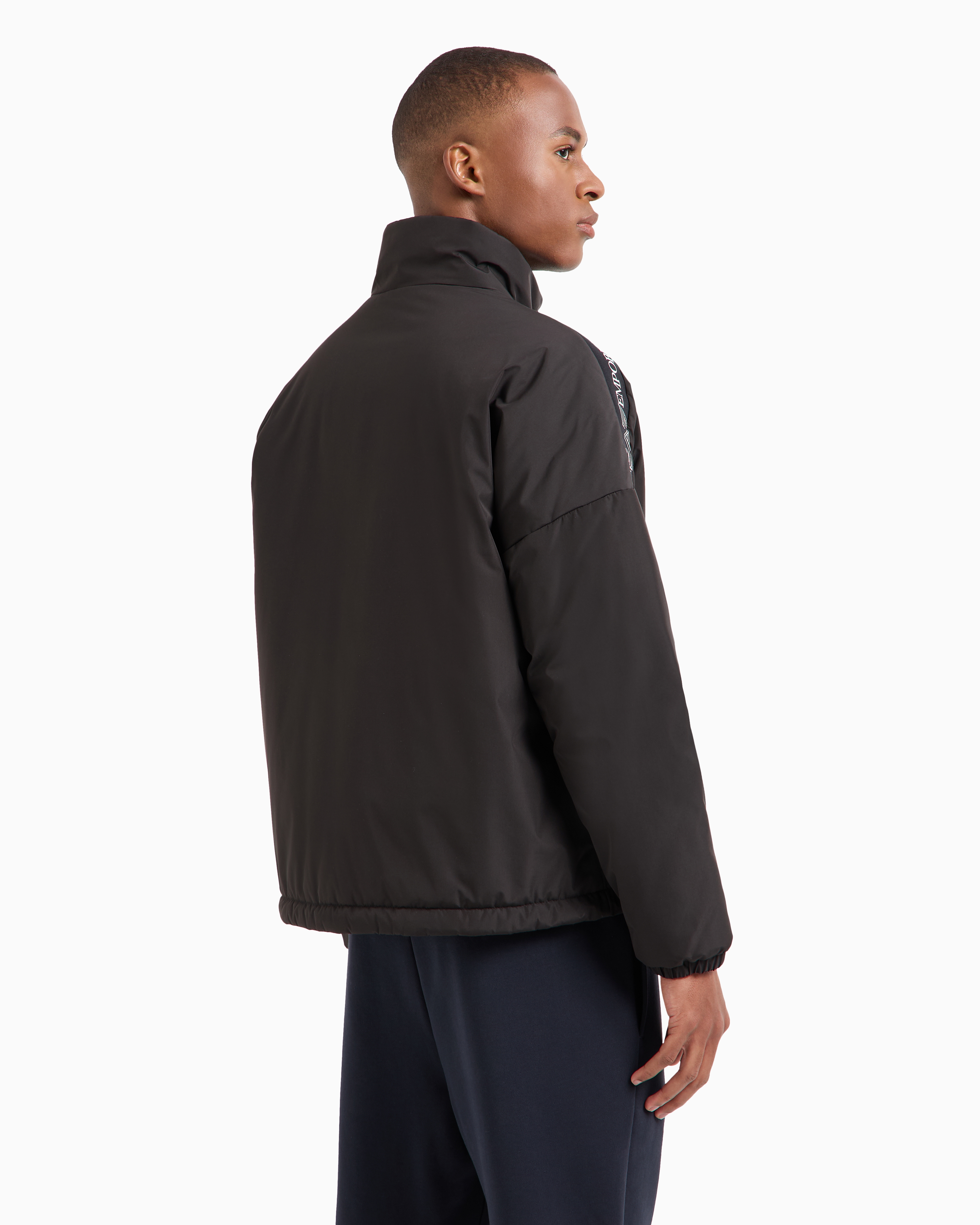 Shop Ea7 Logo Series Technical Fabric Padded Bomber In Black