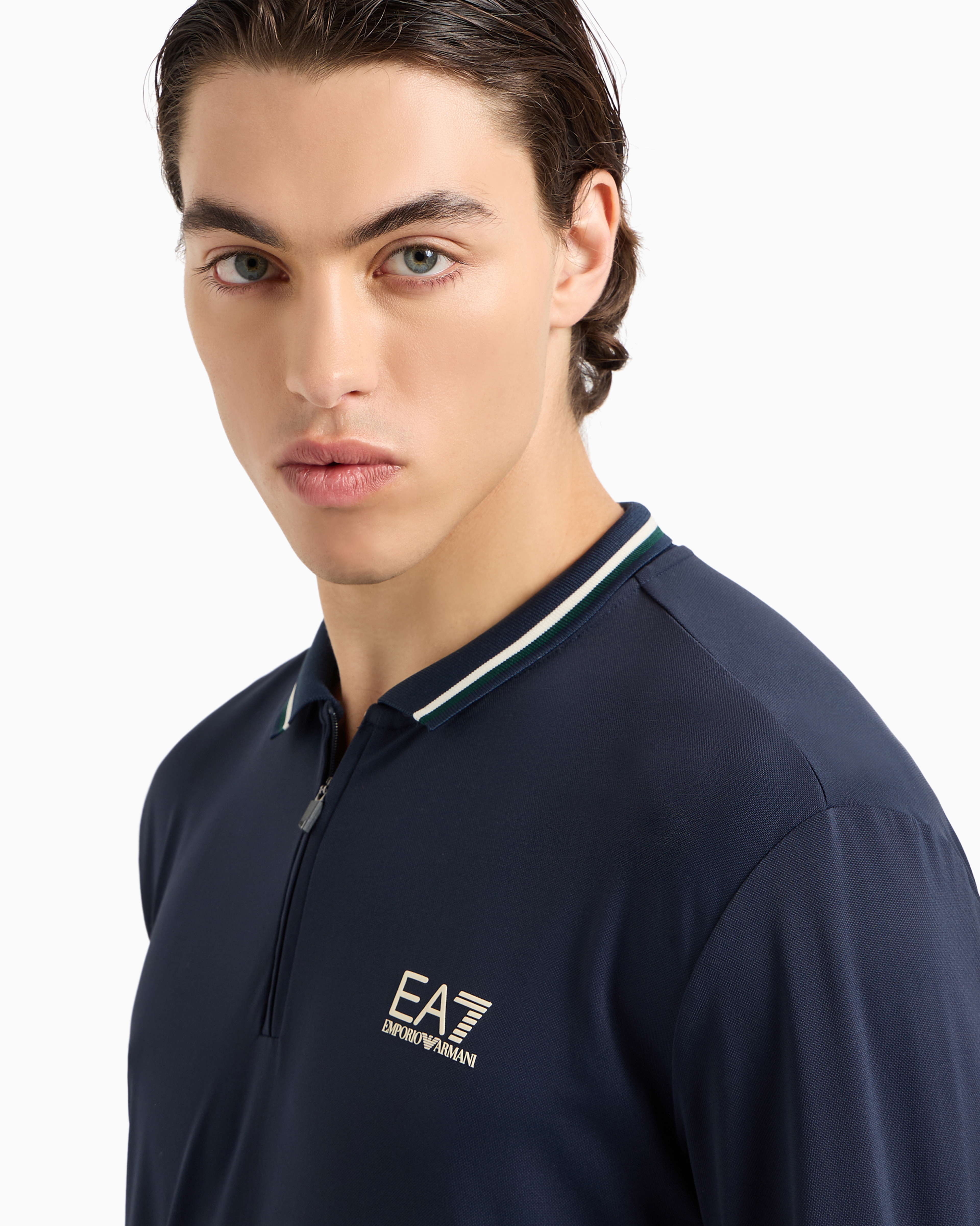 EA7 GOLF PRO LONG-SLEEVED POLO SHIRT IN VENTUS7 TECHNICAL FABRIC