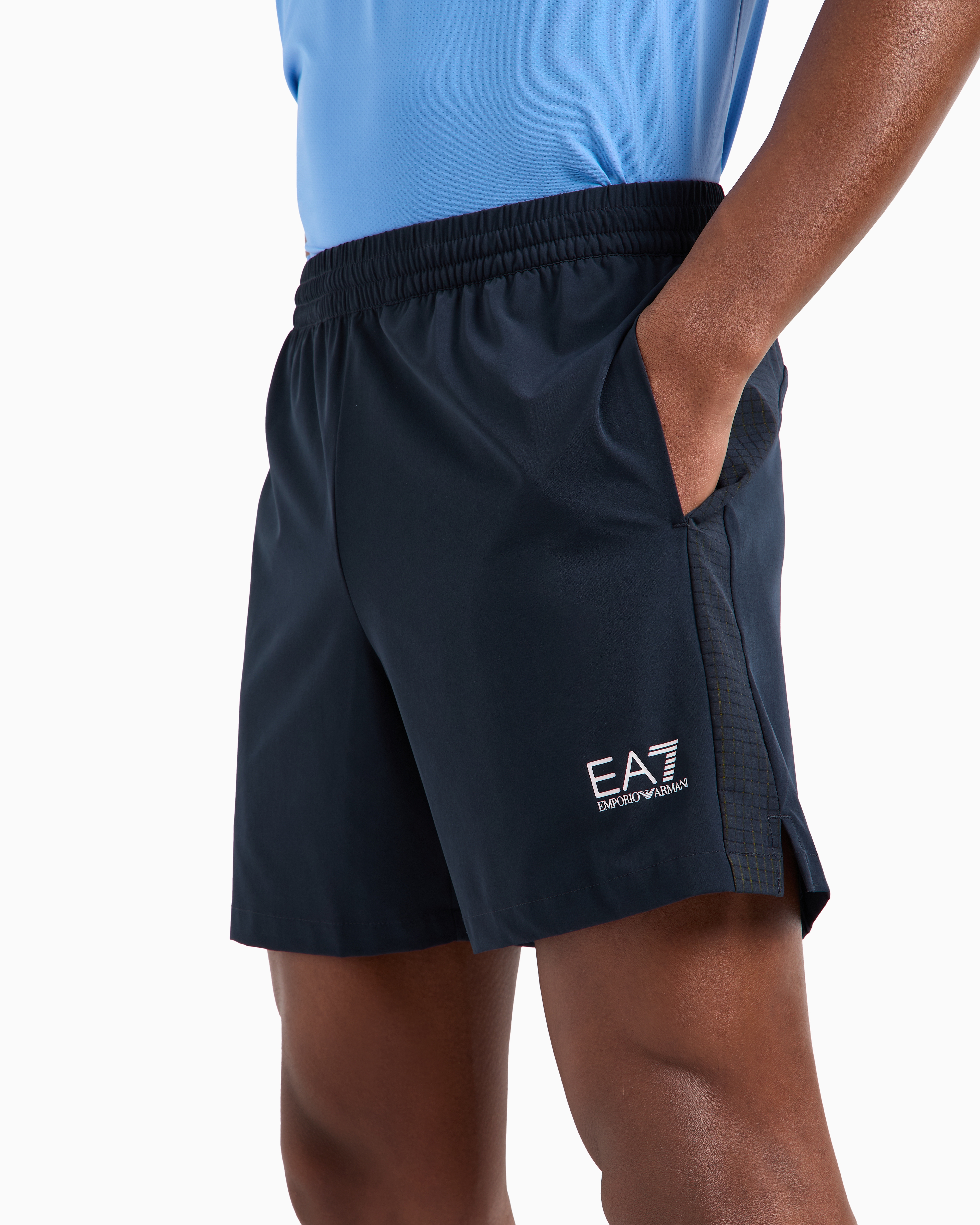 Ea7 Official Store Tennis Pro Shorts In Ventus7 Technical Fabric In Navy Blue