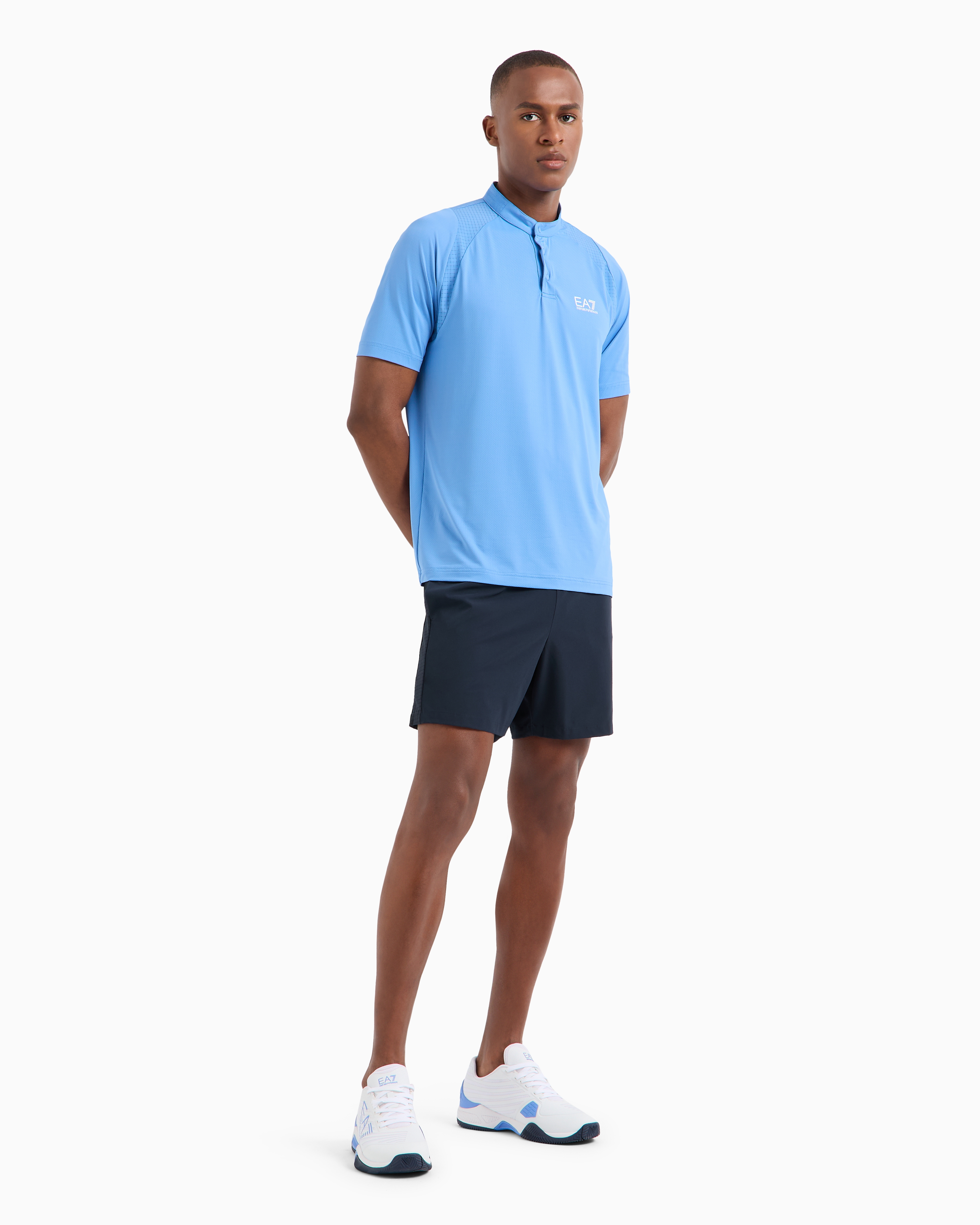 Ea7 Official Store Tennis Pro Shorts In Ventus7 Technical Fabric In Navy Blue