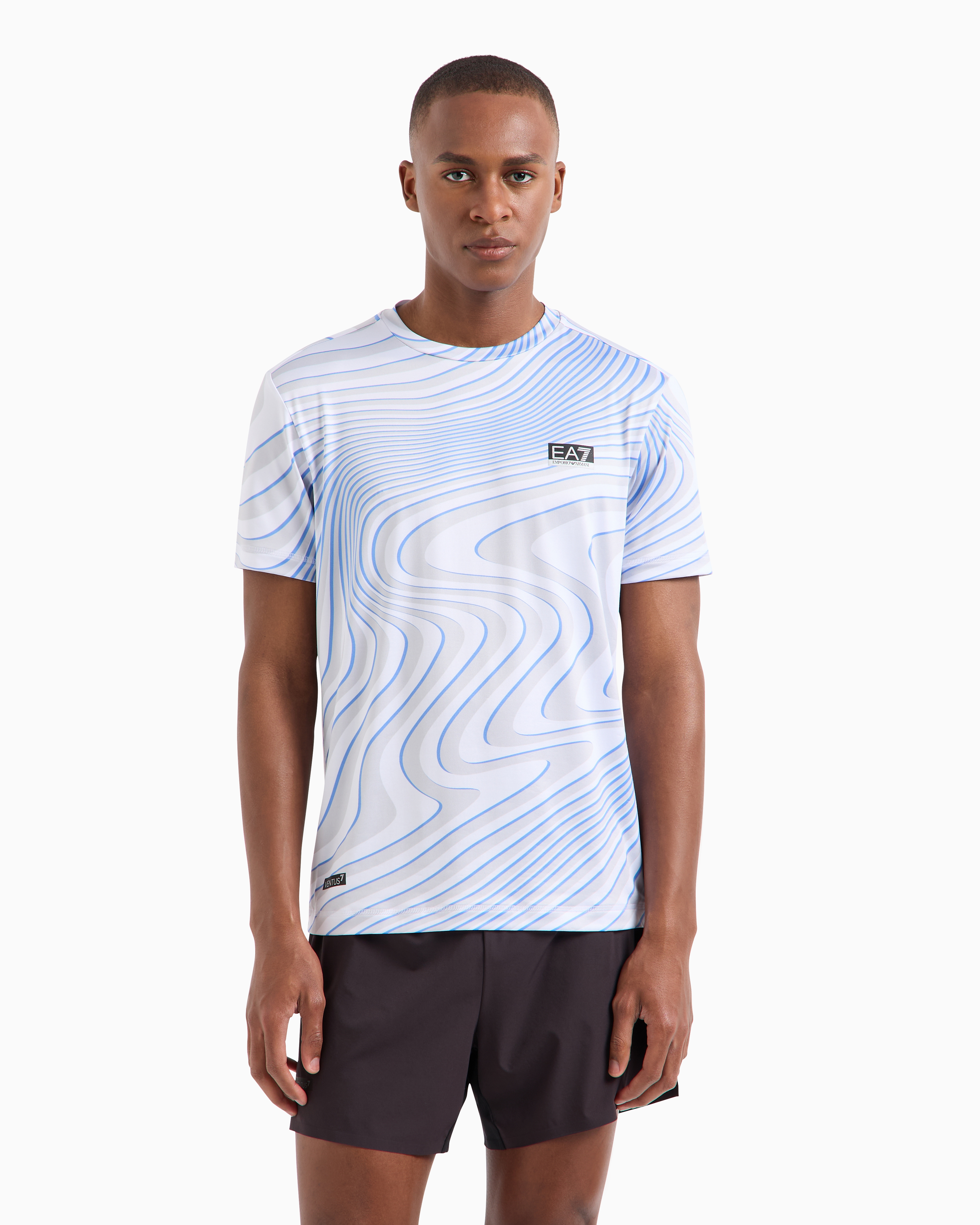 Shop Ea7 Dynamic Athlete Crew-neck T-shirt In Ventus7 Technical Fabric In Grey