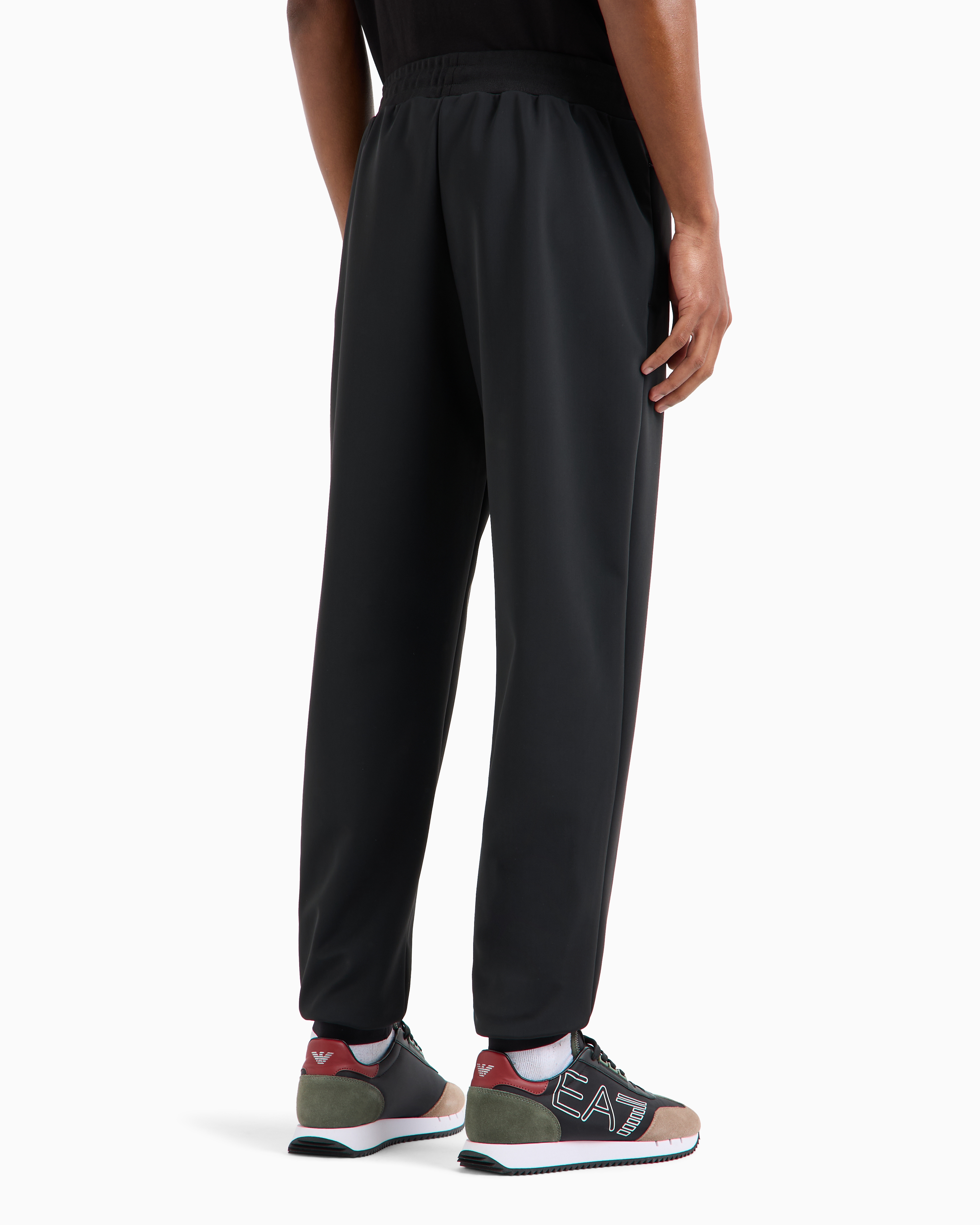 Shop Ea7 Gold Label Stretch Technical-fabric Joggers In Black