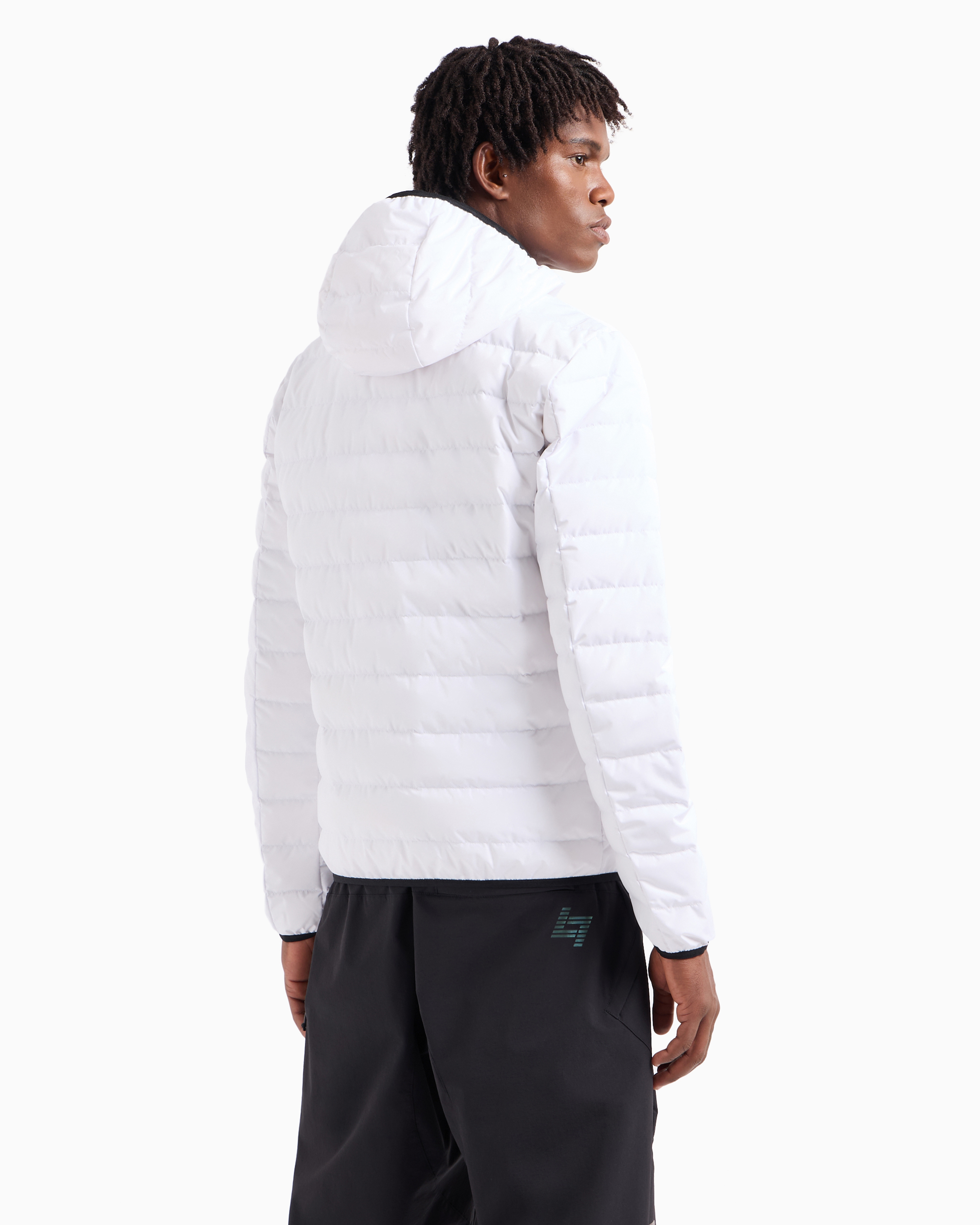 Ea7 Premium Shield Packable Hooded Down Jacket In White