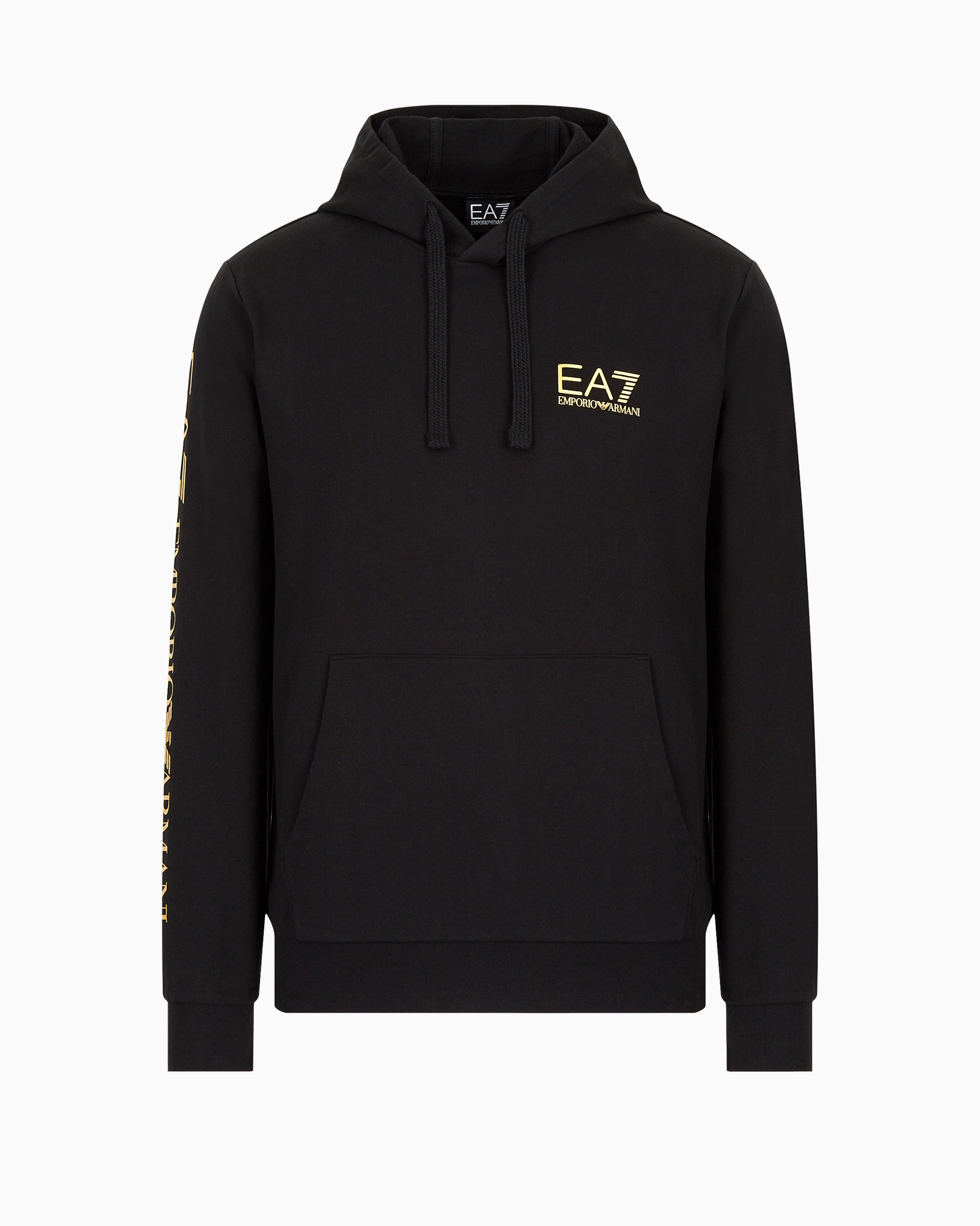 Ea7 Official Store Logo Series Sweatshirt Aus Baumwolle Mit Kapuze In Black