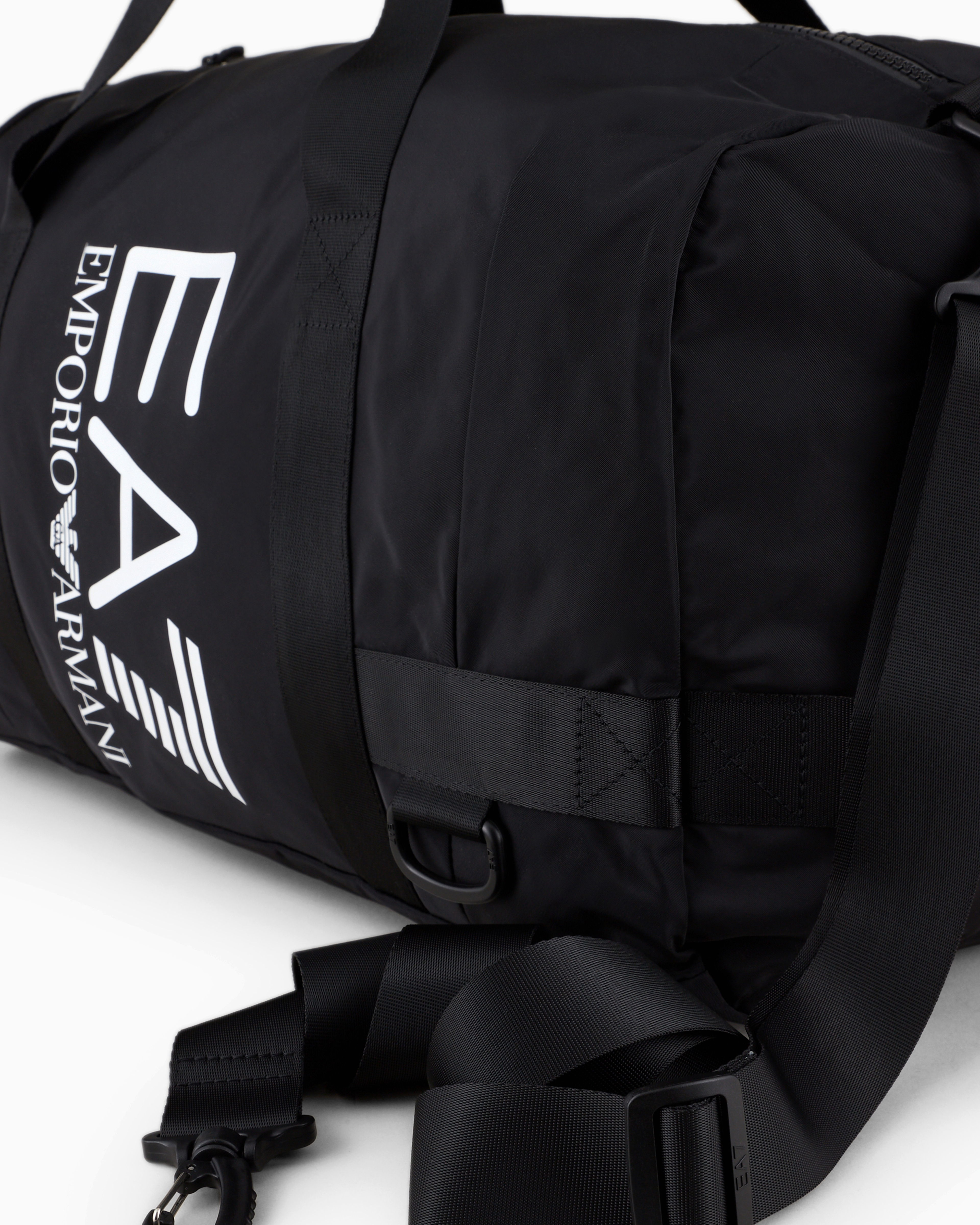 Shop Ea7 Technical-fabric Duffel Bag With Oversized Logo In Black