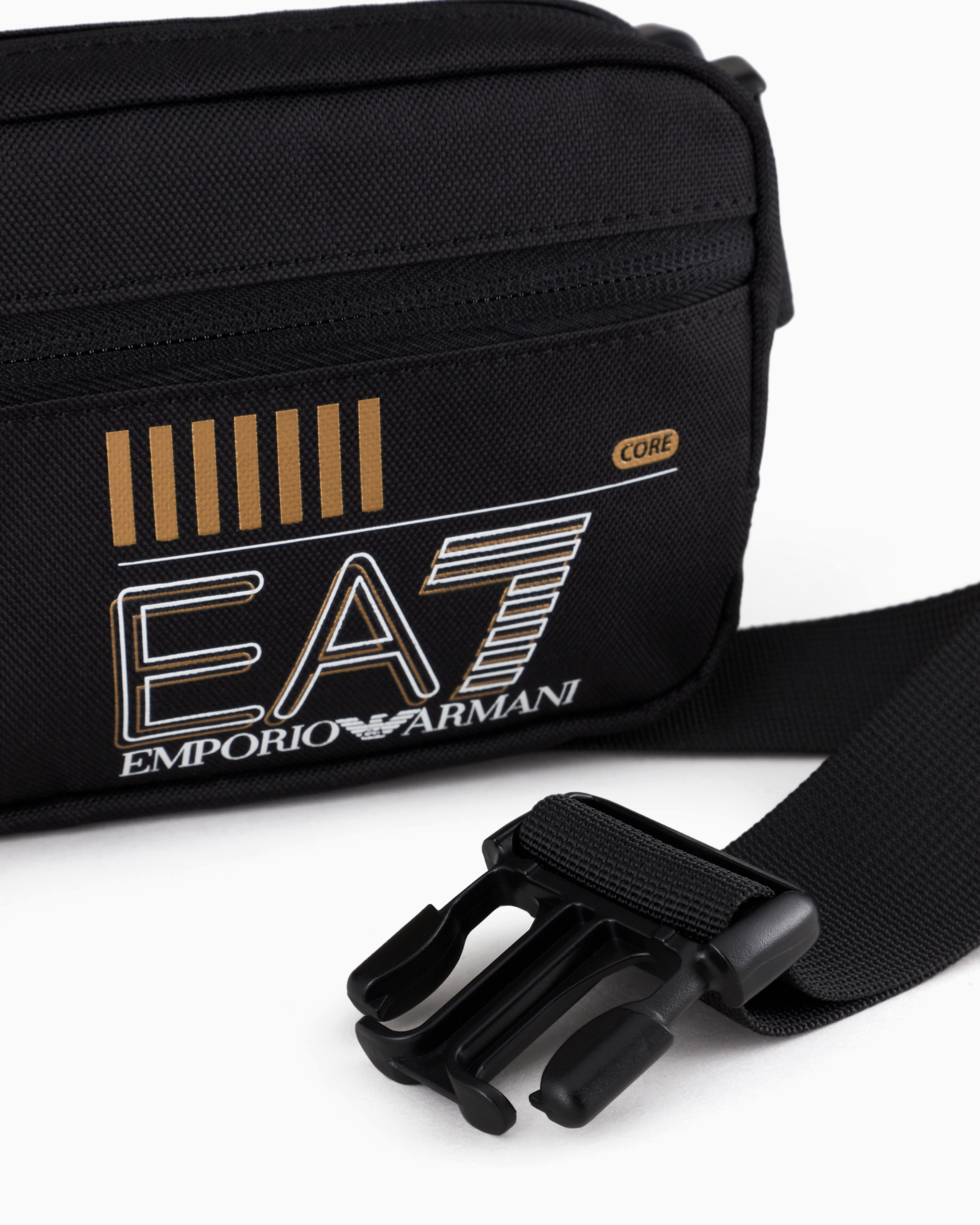 Ea7 Asv Recycled-fabric Train Core Belt Bag In Schwarz