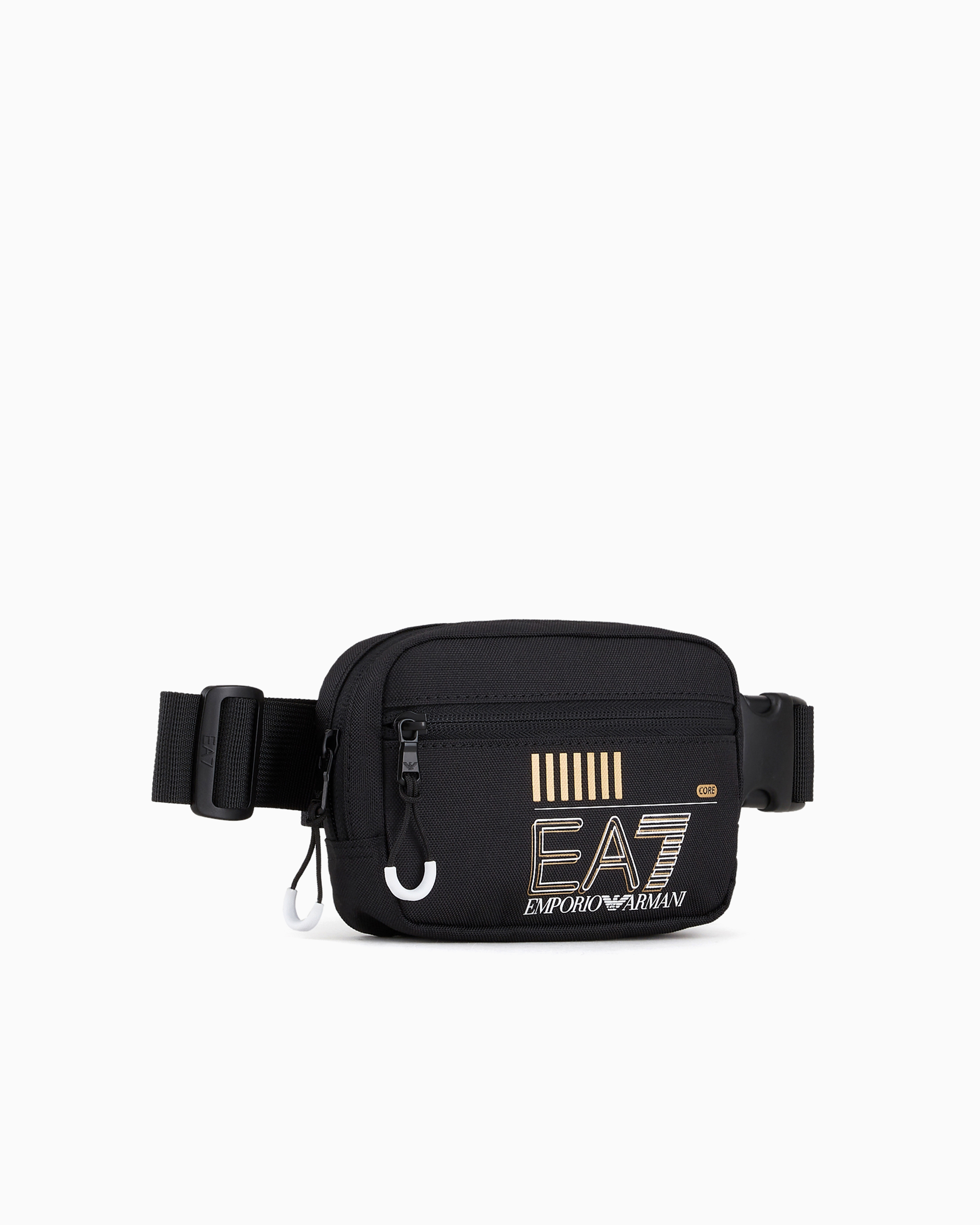 Ea7 Asv Recycled-fabric Train Core Belt Bag In Schwarz