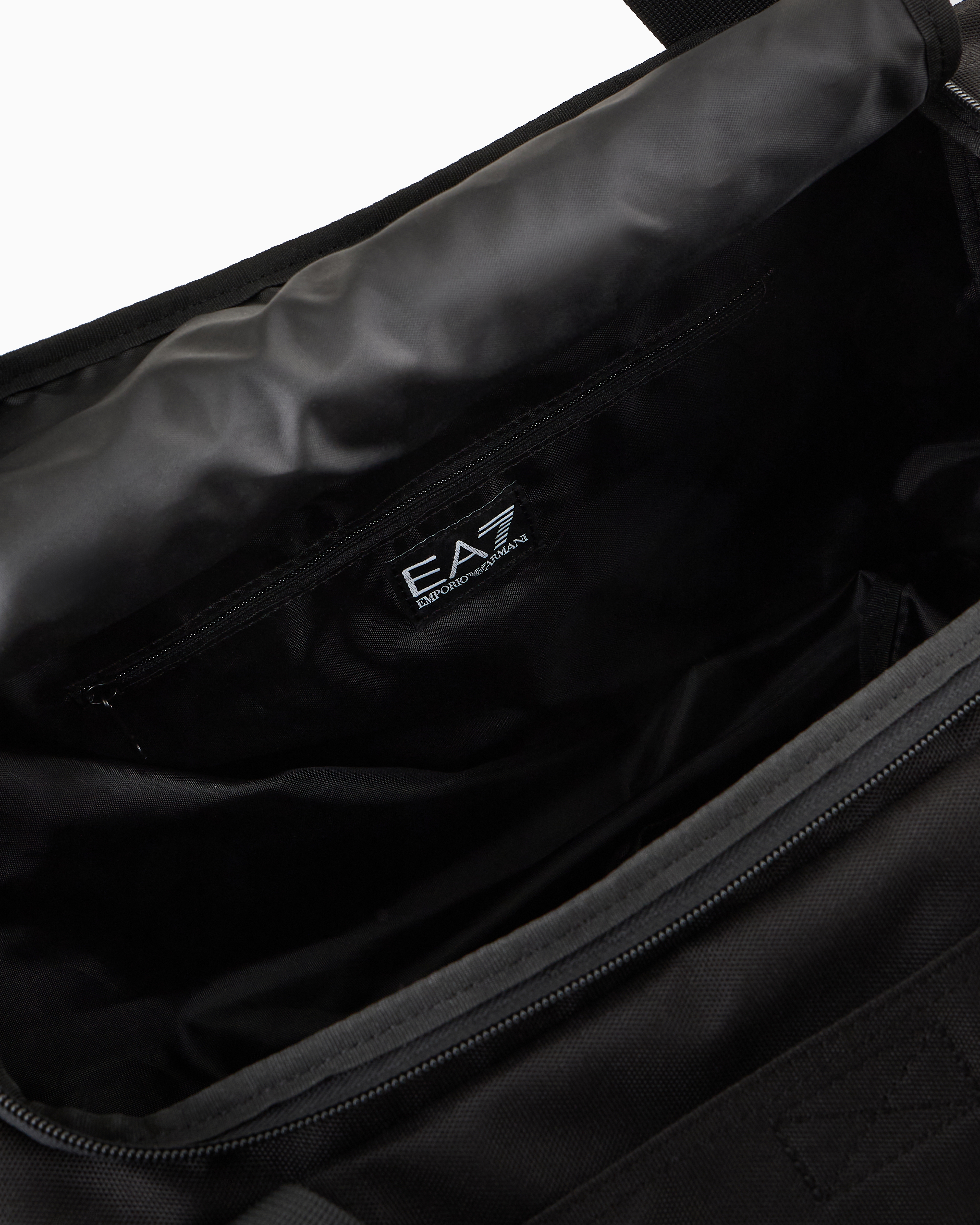 Shop Ea7 Small Technical-fabric Duffel Bag With Oversized Logo In Black