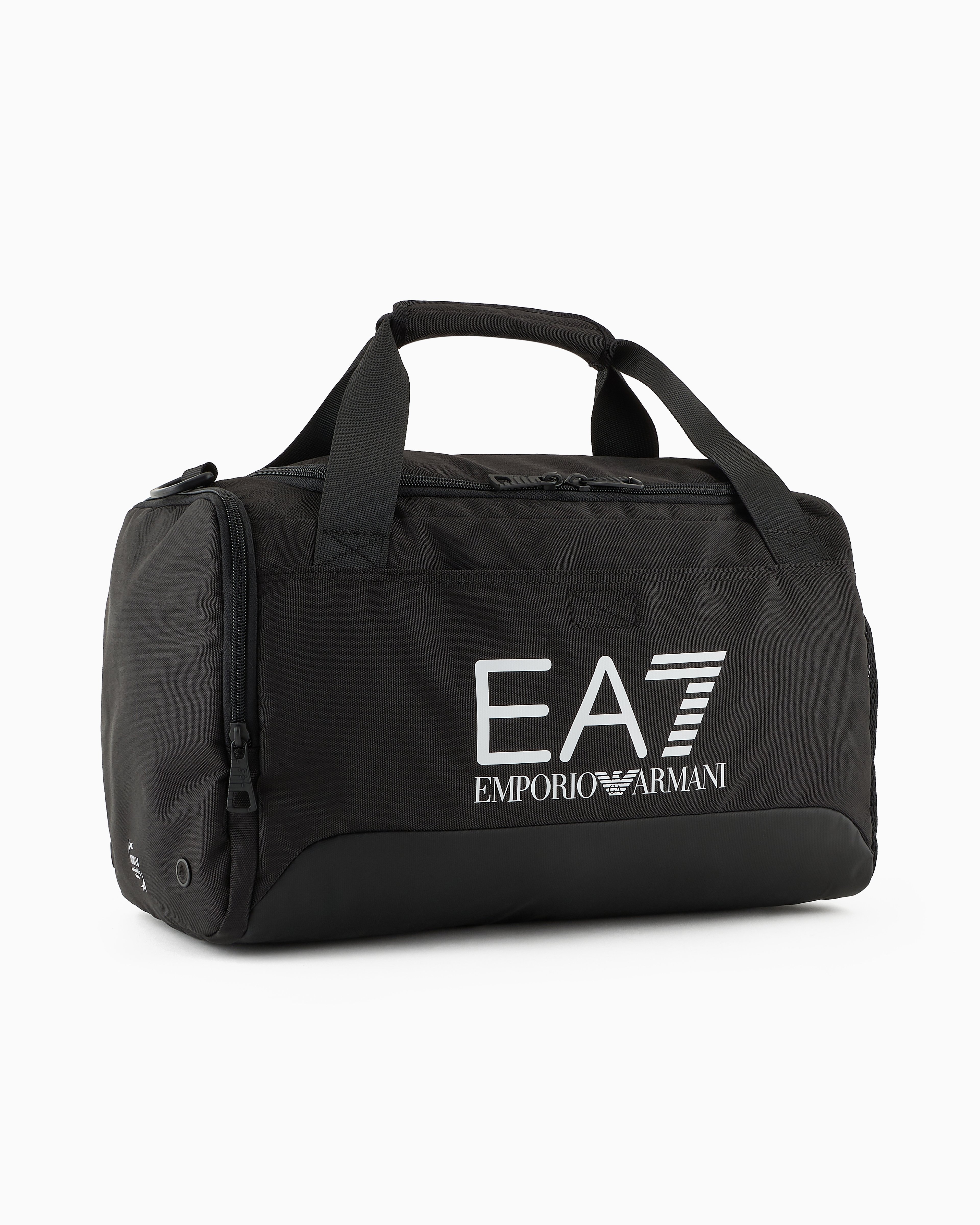 Shop Ea7 Small Technical-fabric Duffel Bag With Oversized Logo In Black