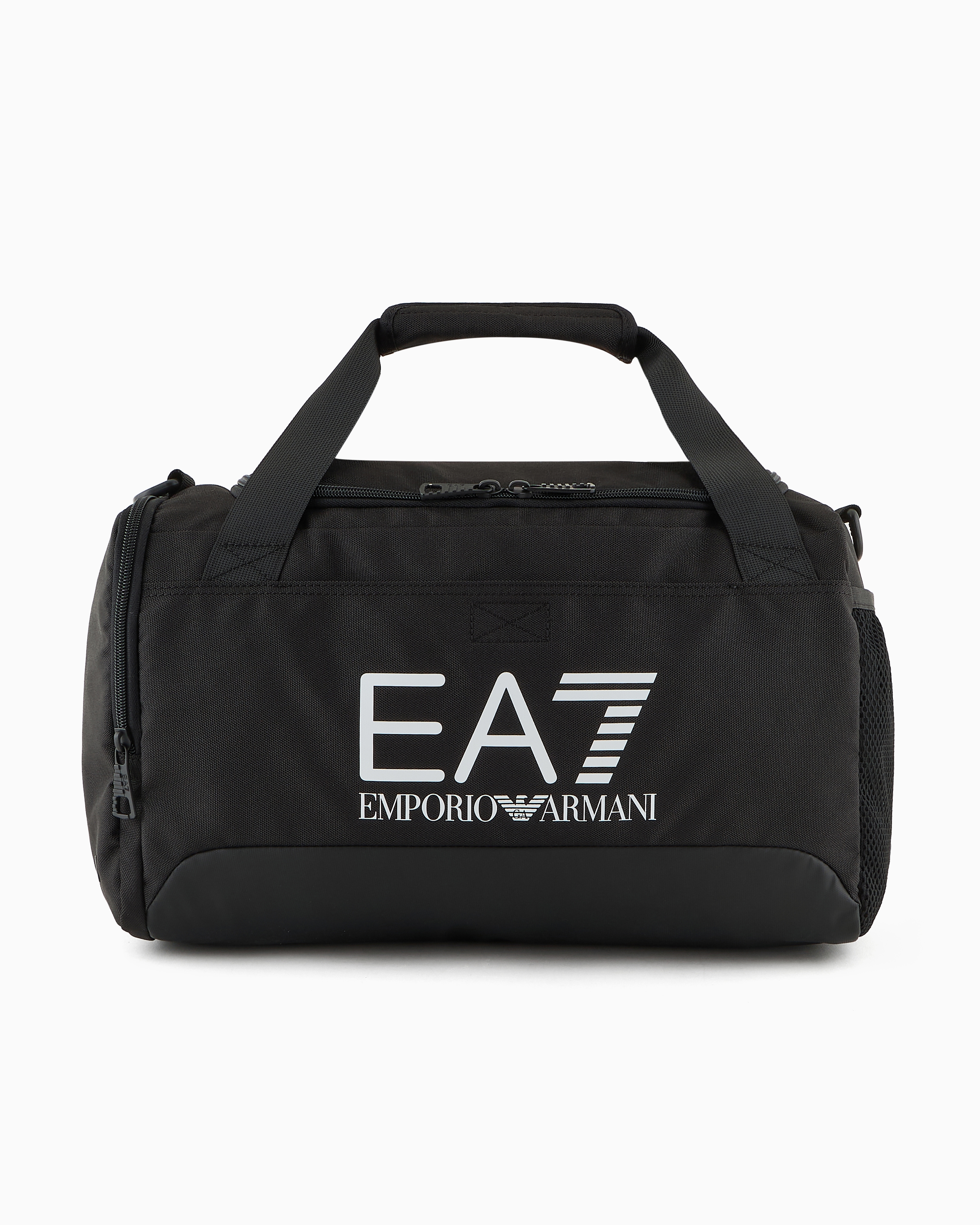 Ea7 Official Store Small Technical-fabric Duffel Bag With Oversized Logo In Black