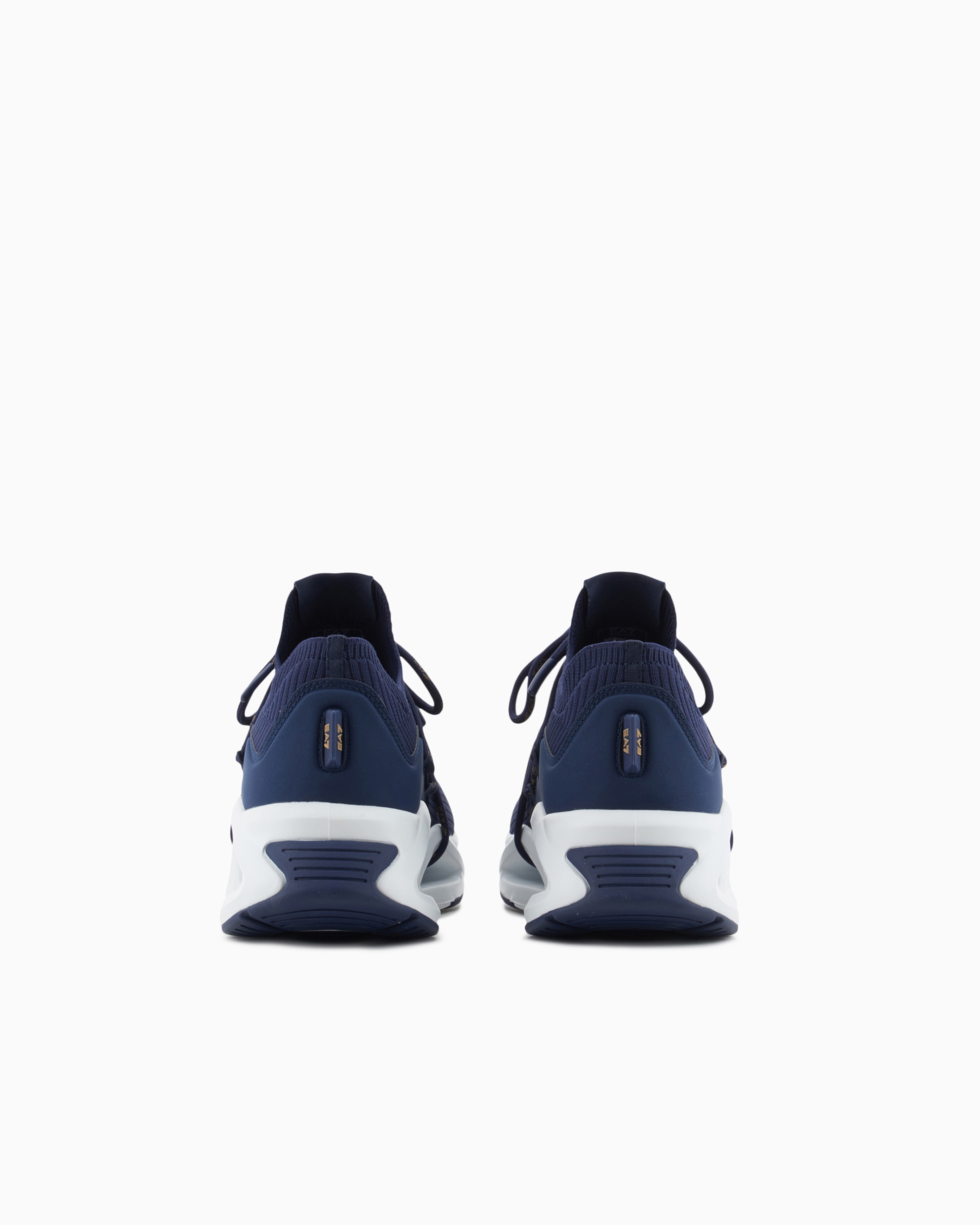 Shop Ea7 Infinity Knit Sneakers In Navy Blue