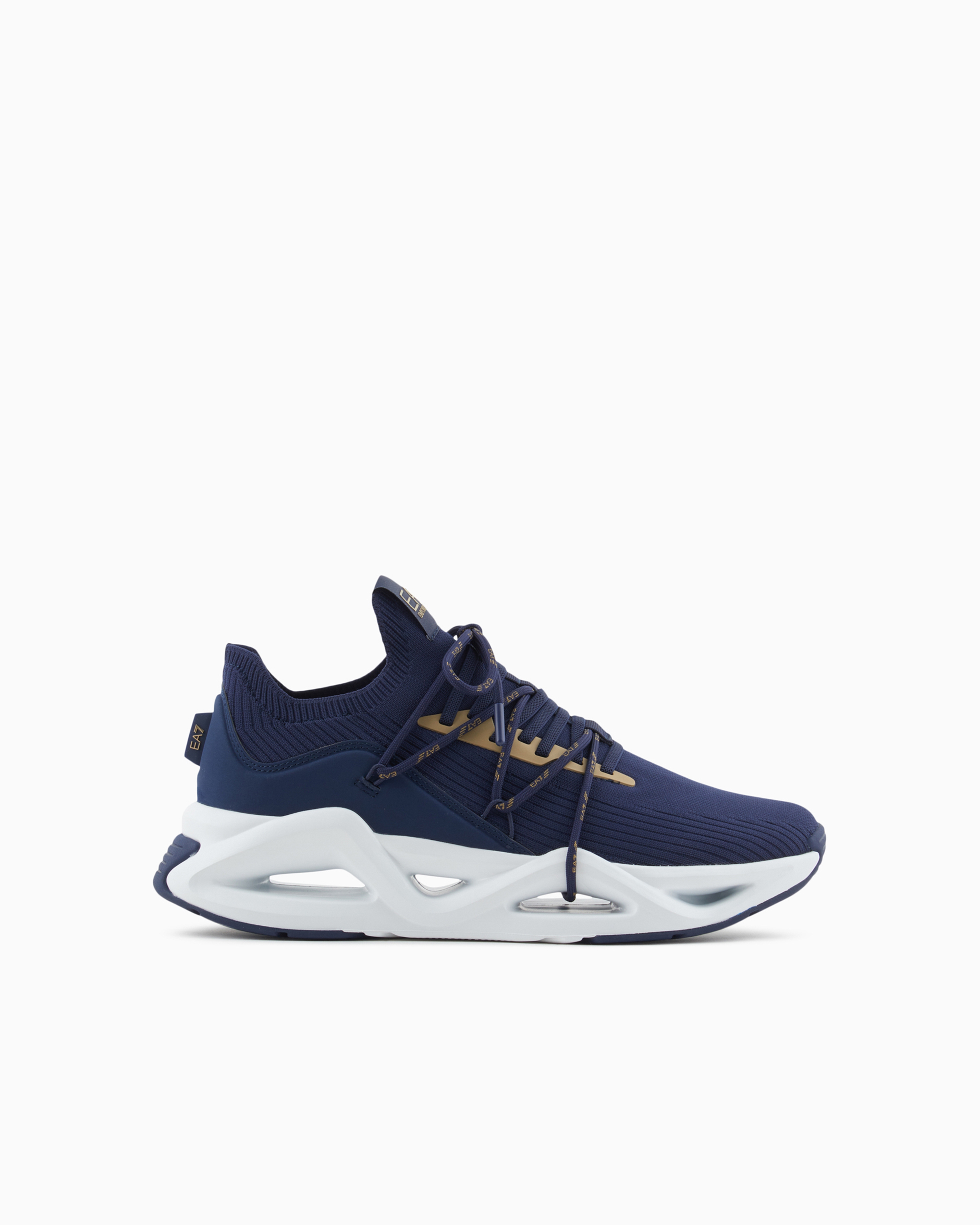 Shop Ea7 Infinity Knit Sneakers In Navy Blue