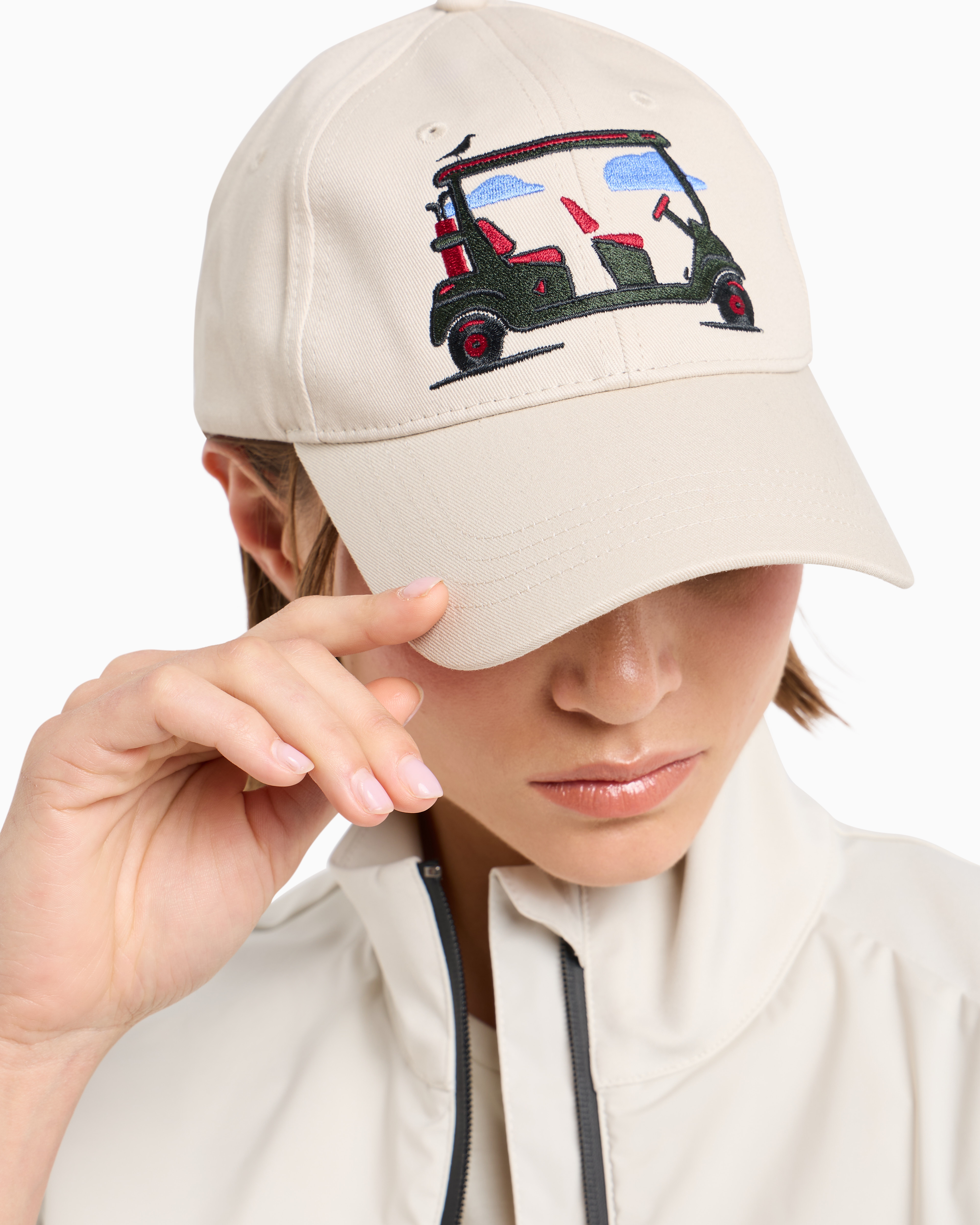 Shop Ea7 Golf Club Cotton Baseball Cap In Beige