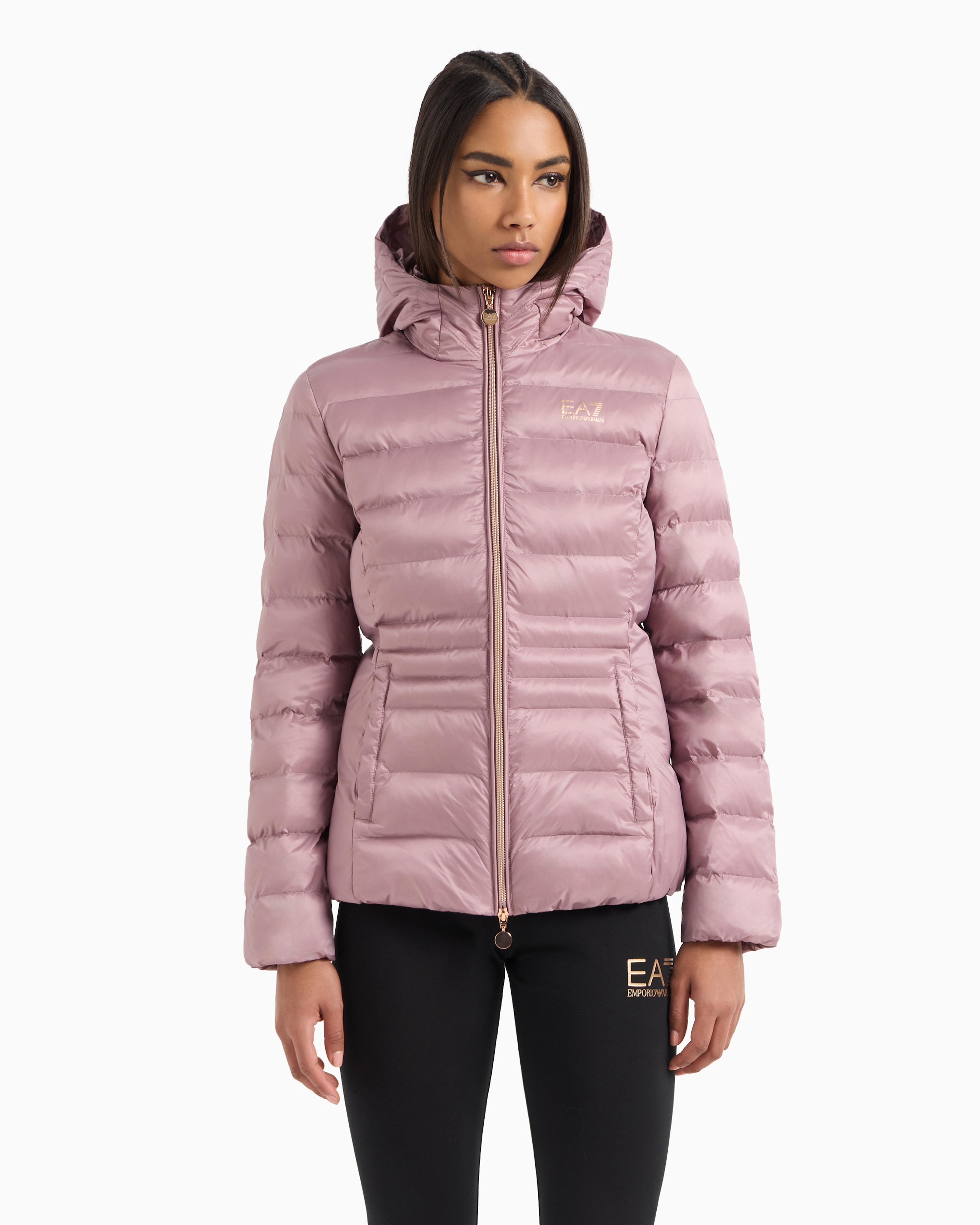 Shop Ea7 Core Lady Nylon Padded Jacket In Pink