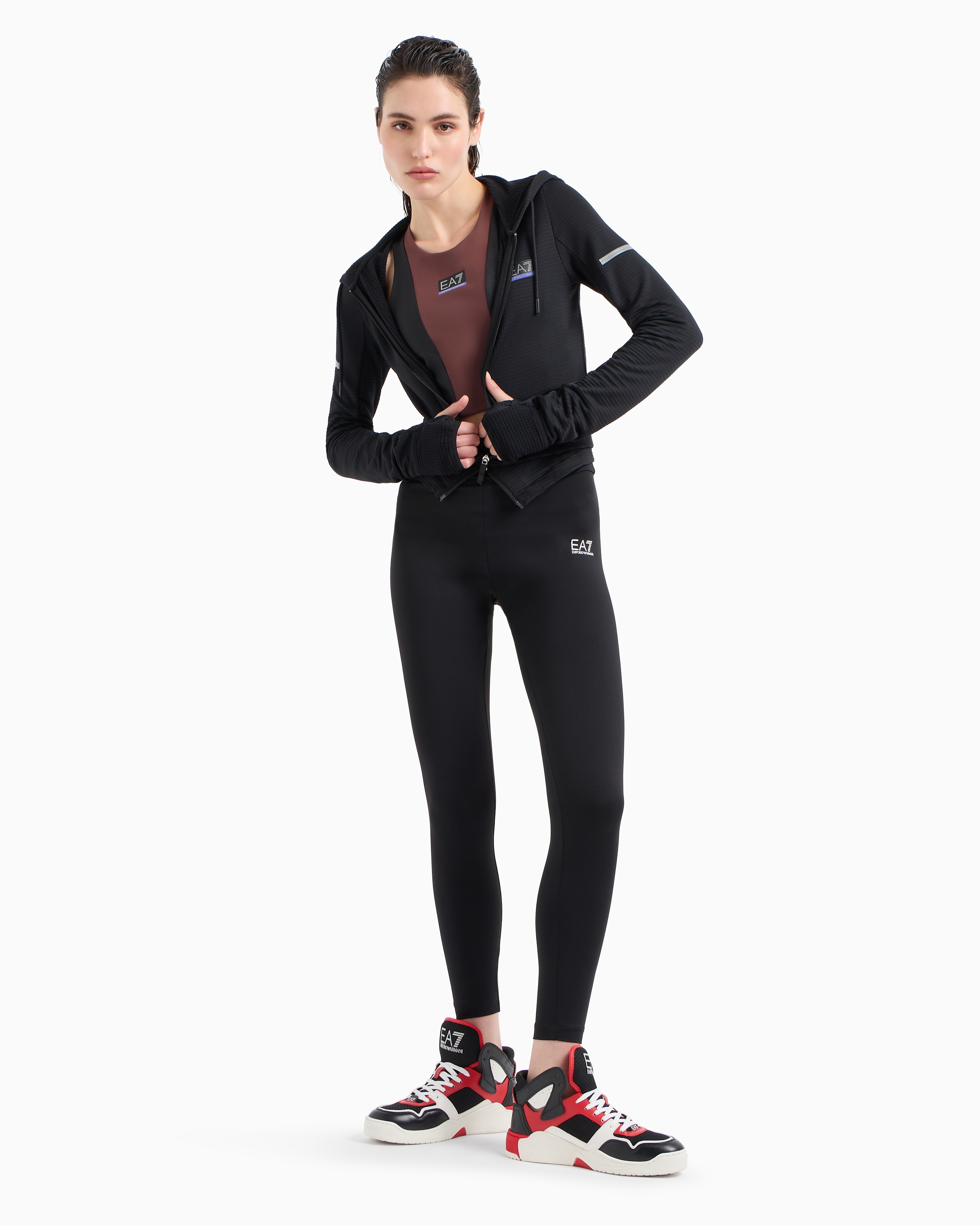 Ea7 Dynamic Athlete Hooded Sweatshirt In Furor7 Technical Fabric In Black