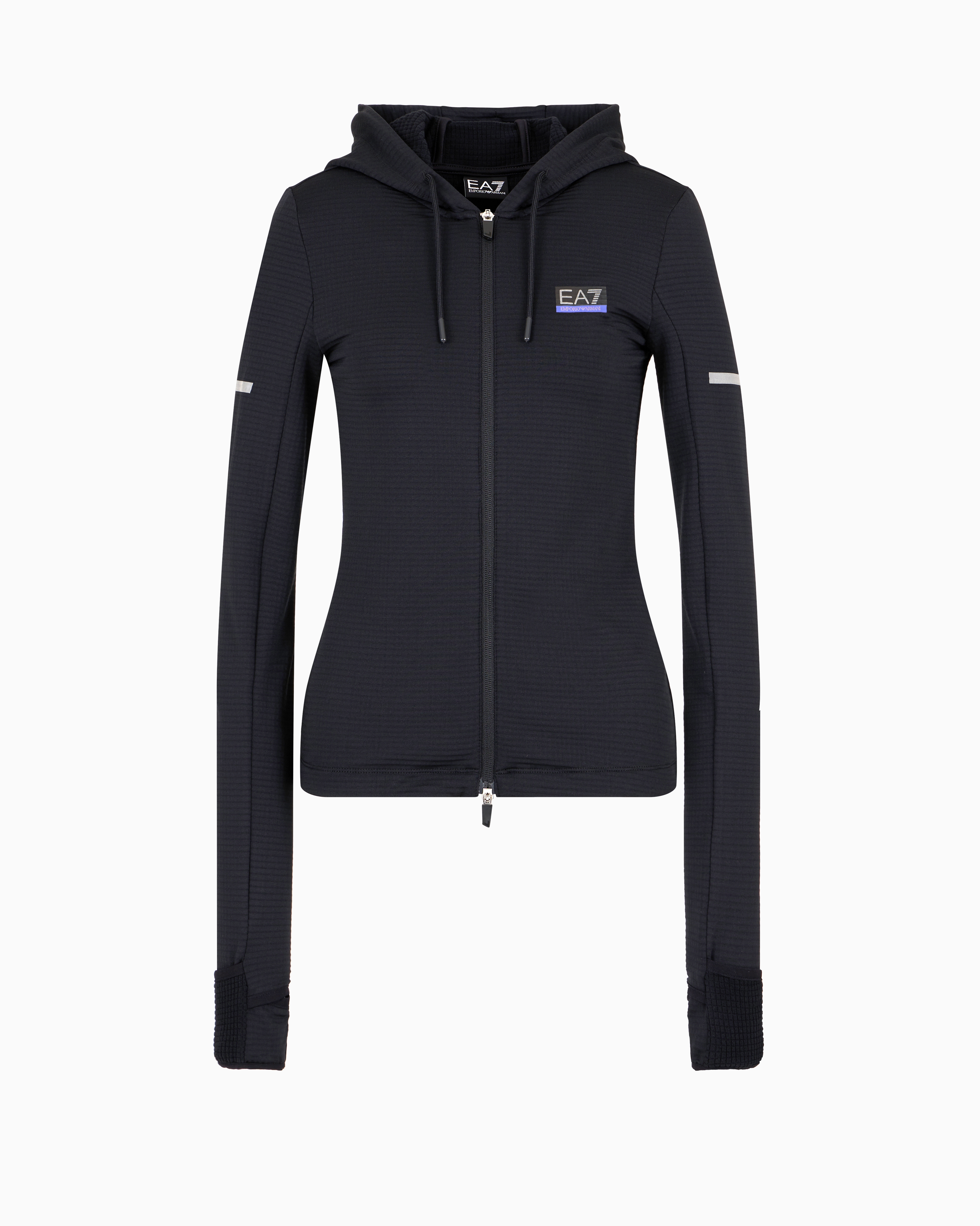 Ea7 Dynamic Athlete Hooded Sweatshirt In Furor7 Technical Fabric In Black