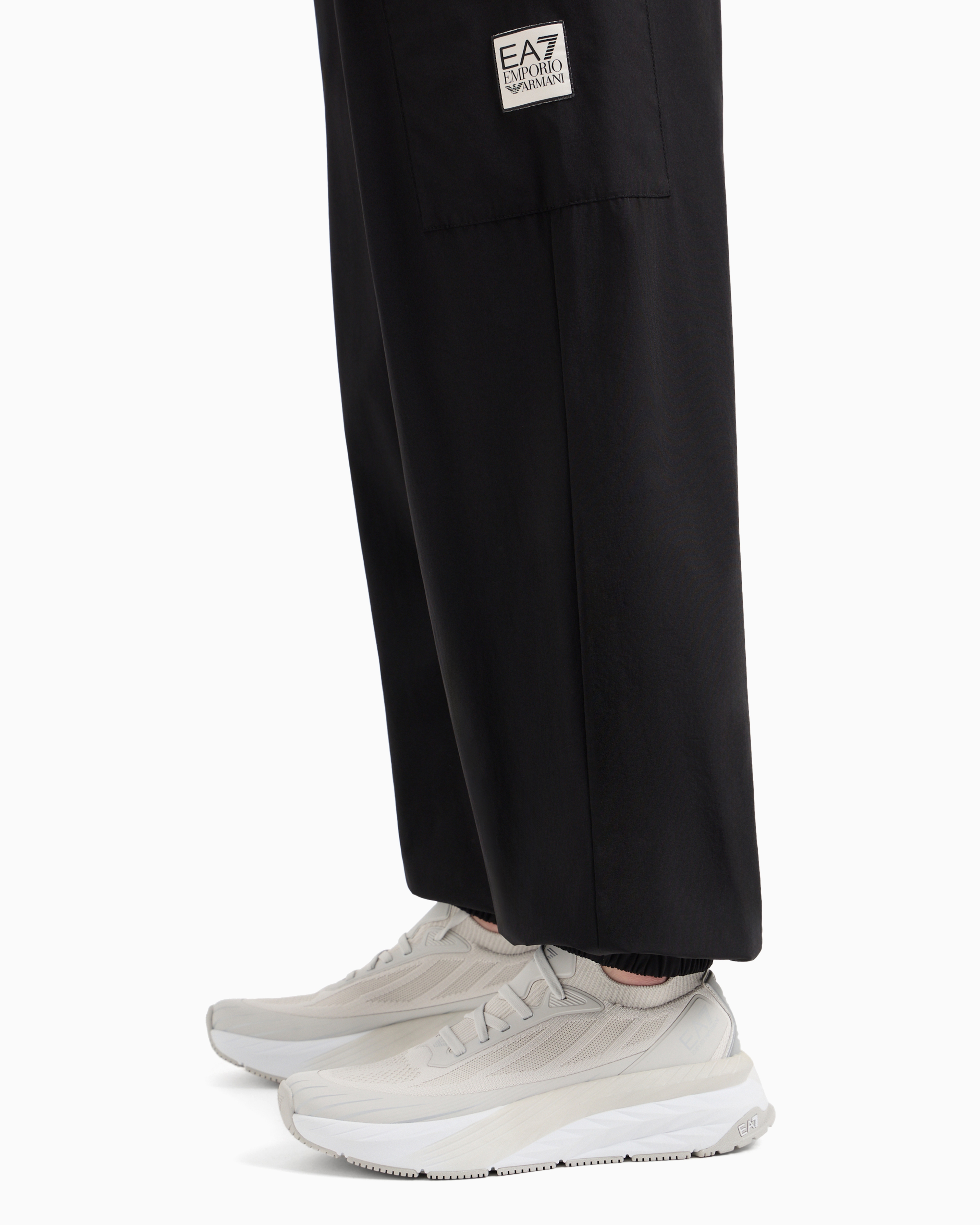 Shop Ea7 Contemporary Sport Nylon Cargo Trousers In Black