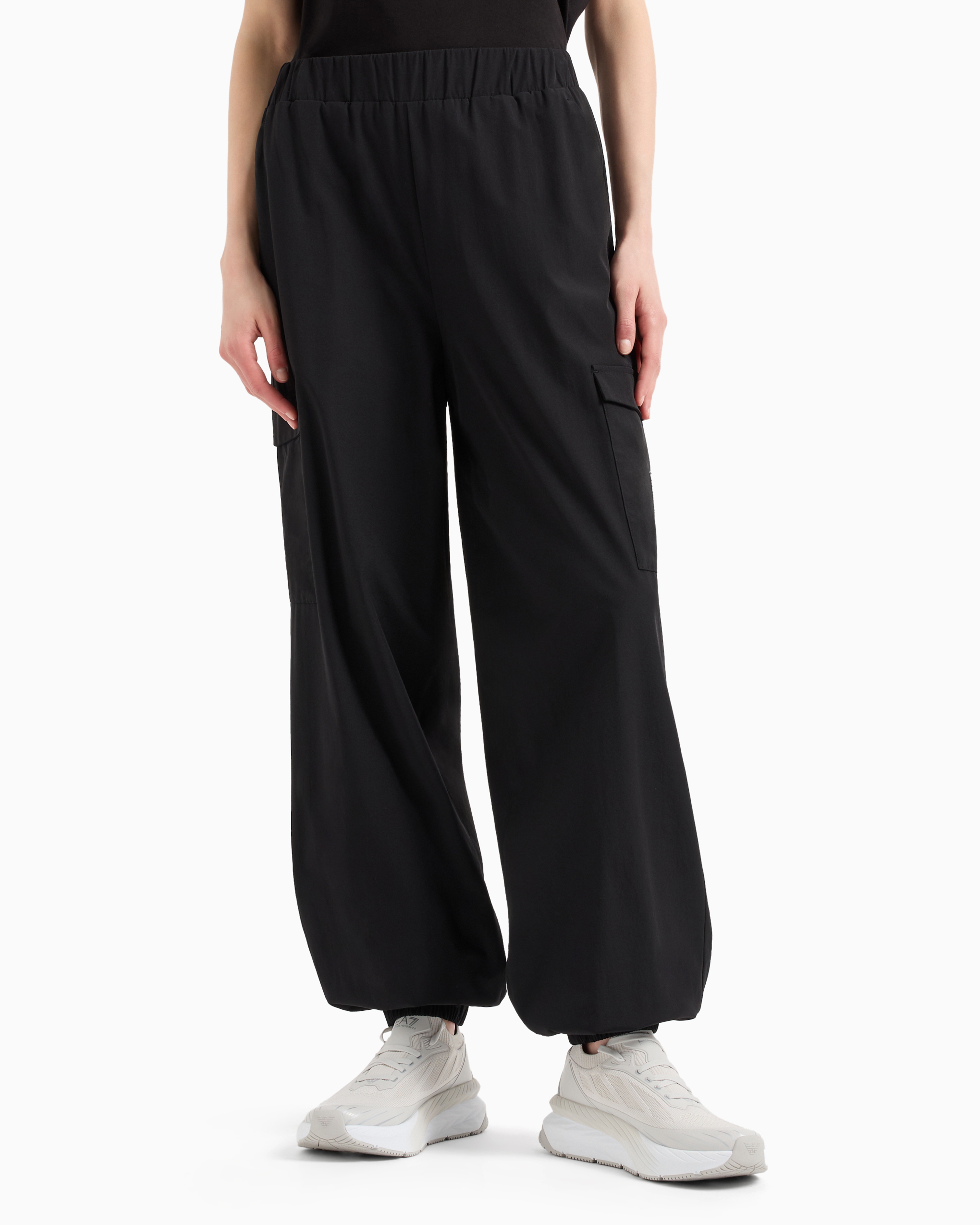 Shop Ea7 Contemporary Sport Nylon Cargo Trousers In Black