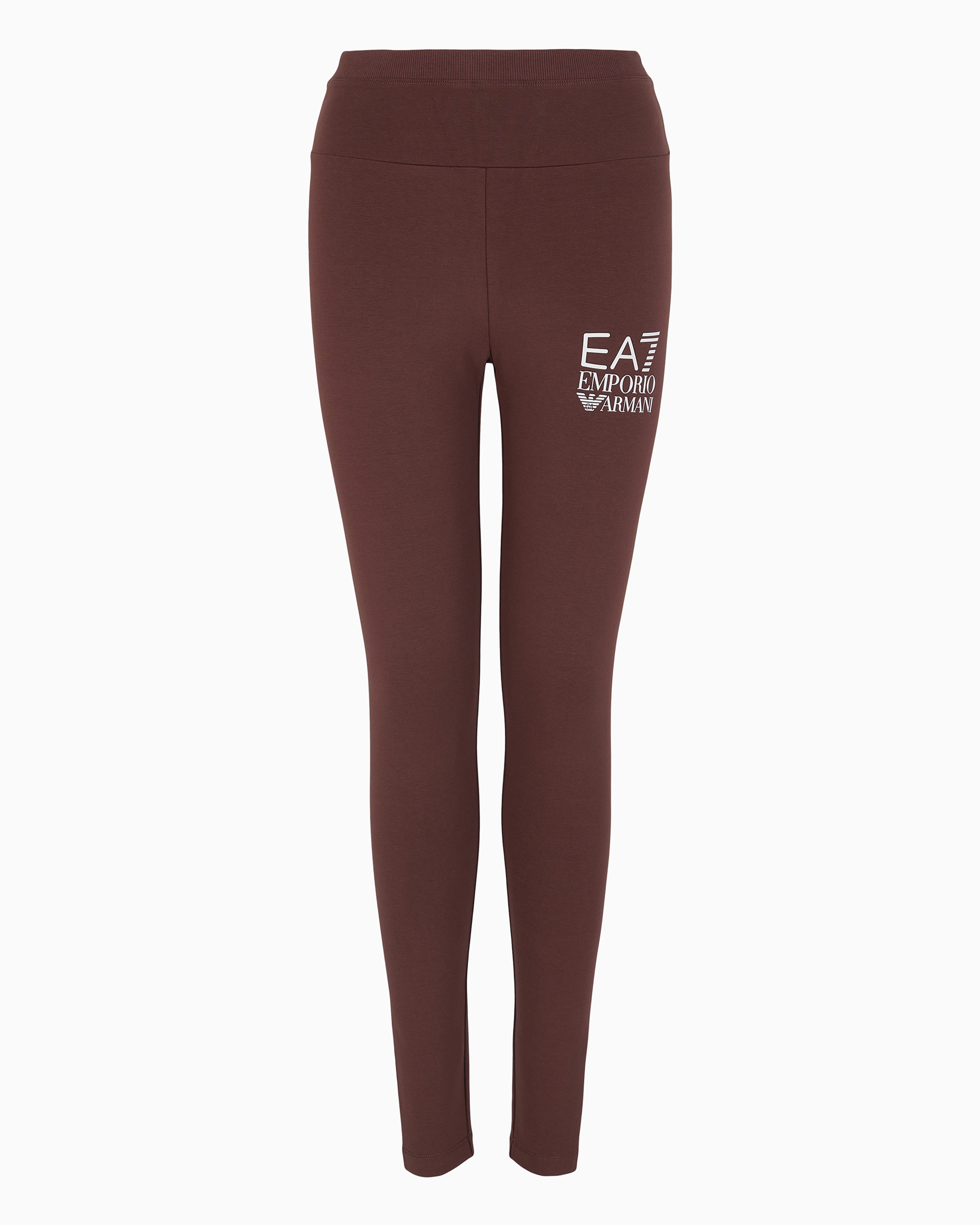 Ea7 Official Store Visibility Stretch-cotton Leggings In Brown